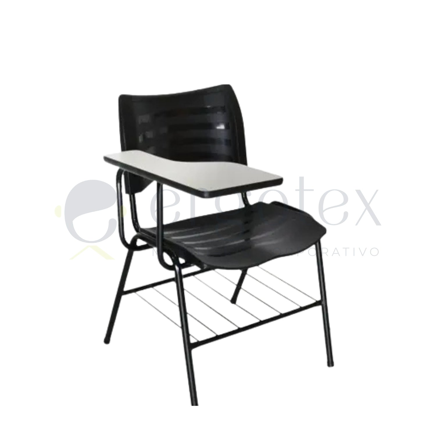 Cadeira Universitária Plástica Prancheta Fixa com Porta Livros