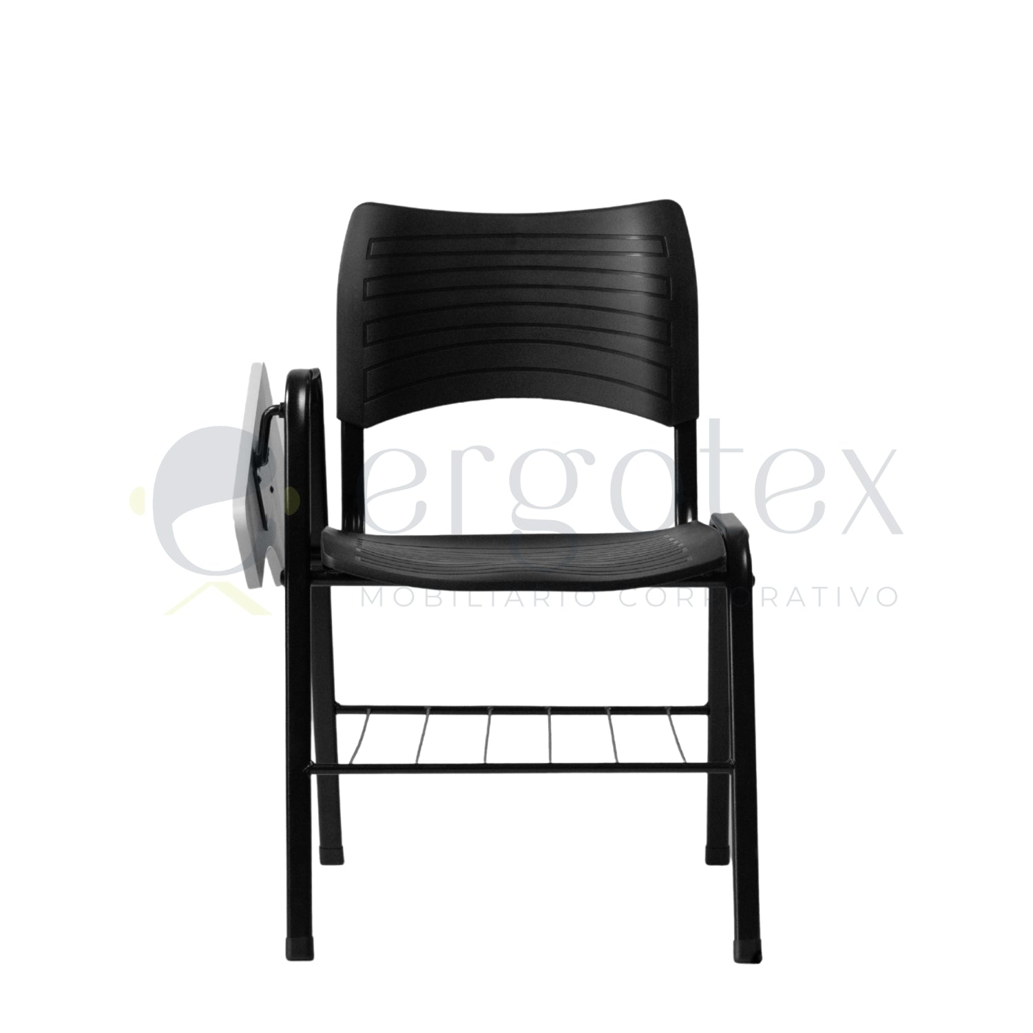 Cadeira Universitaria Plastica Prancheta Escamoteavel com Porta Livros 1 Braço Alto