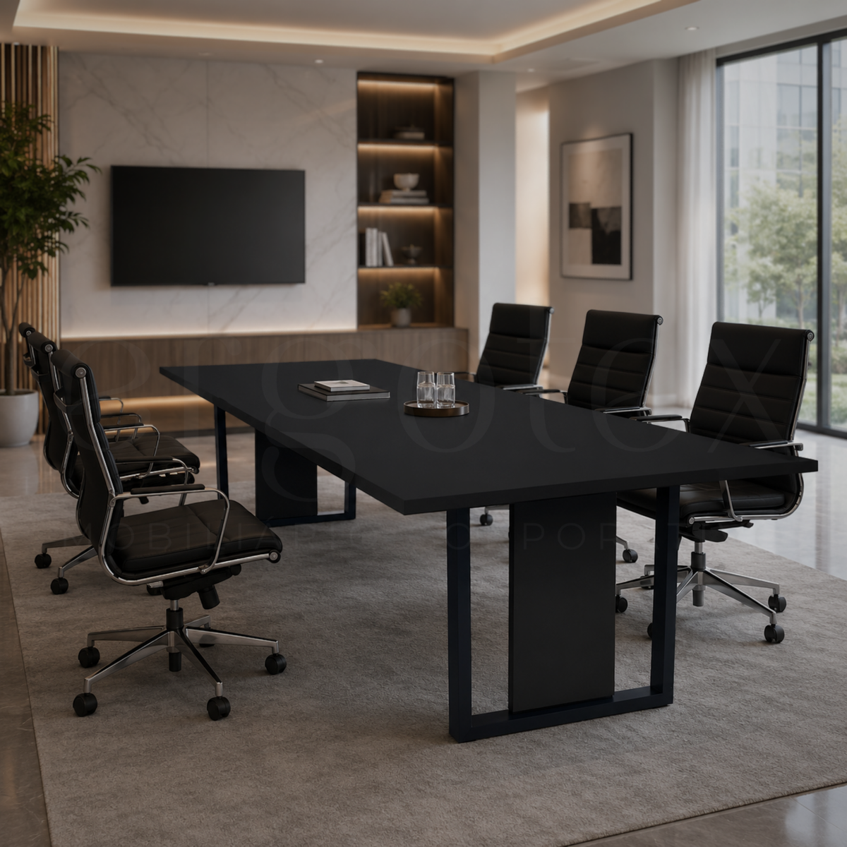 Mesa de Reunião Industrial Tampo 30mm Preto