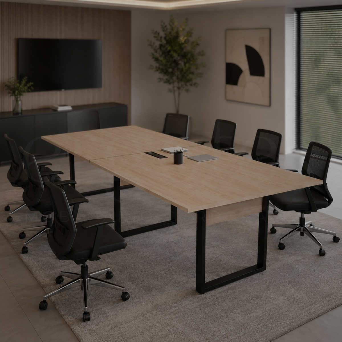 Mesa de Reunião Industrial Bipartida Tampo 30mm Preto