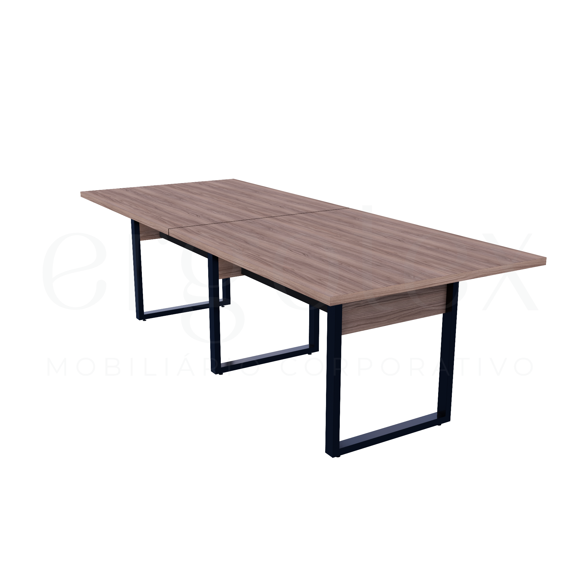 Mesa de Reunião Industrial Bipartida Tampo 30mm Preto