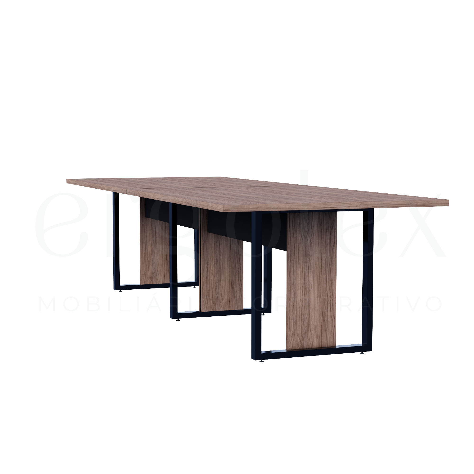 Mesa de Reunião Industrial Bipartida Tampo 30mm Preto