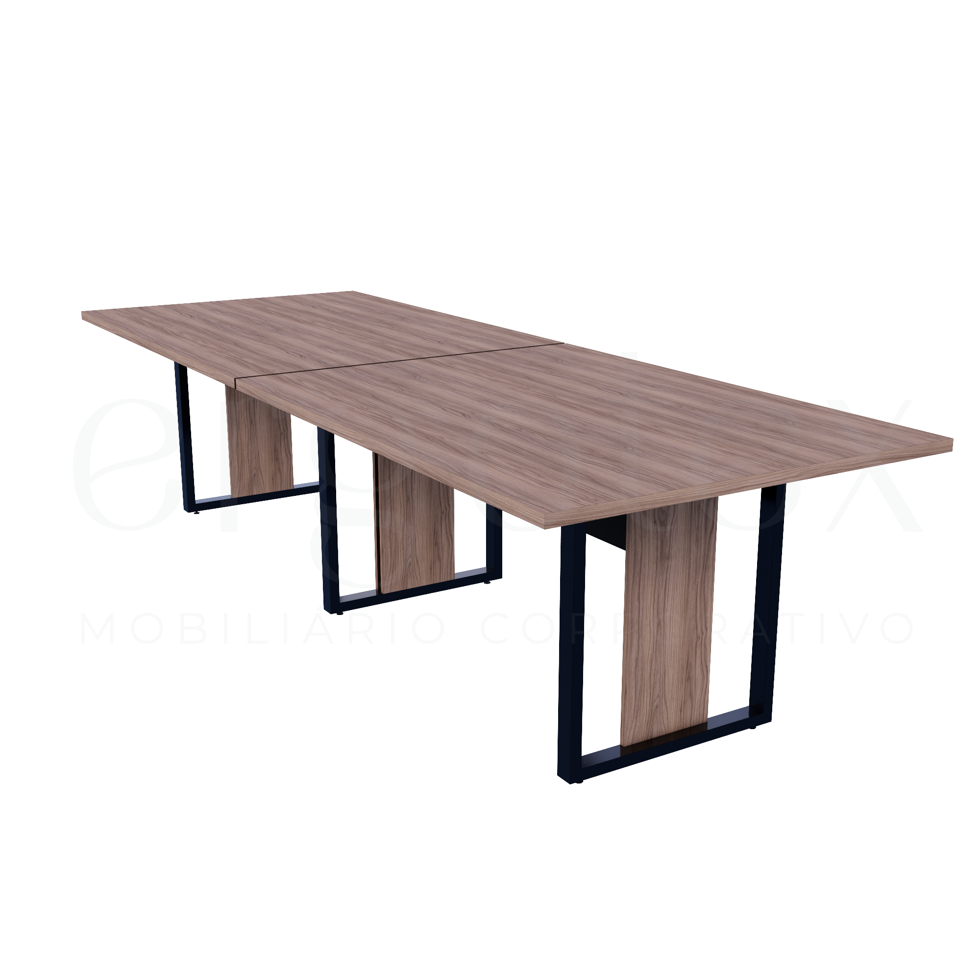 Mesa de Reunião Industrial Bipartida Tampo 30mm Preto