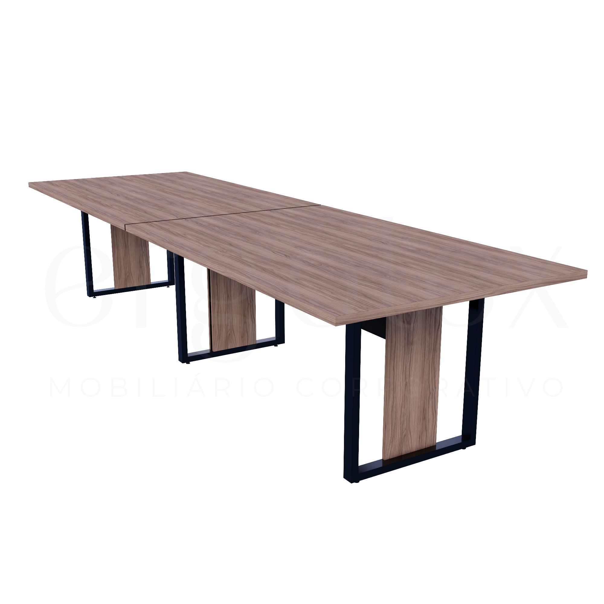 Mesa de Reunião Industrial Bipartida Tampo 30mm Preto