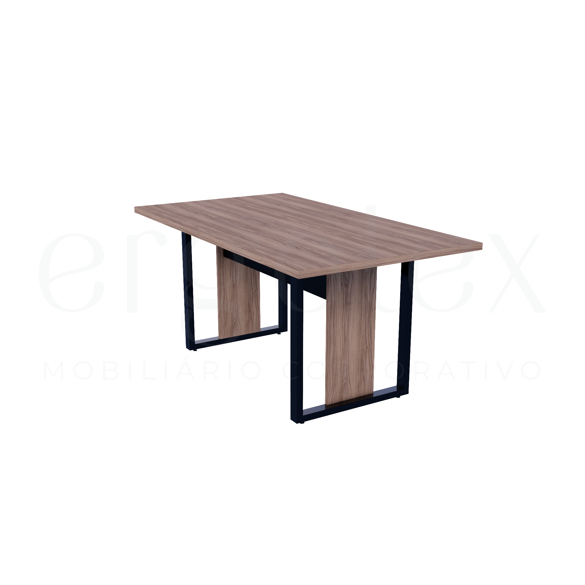 Mesa de Reunião Industrial Tampo 30mm Preto