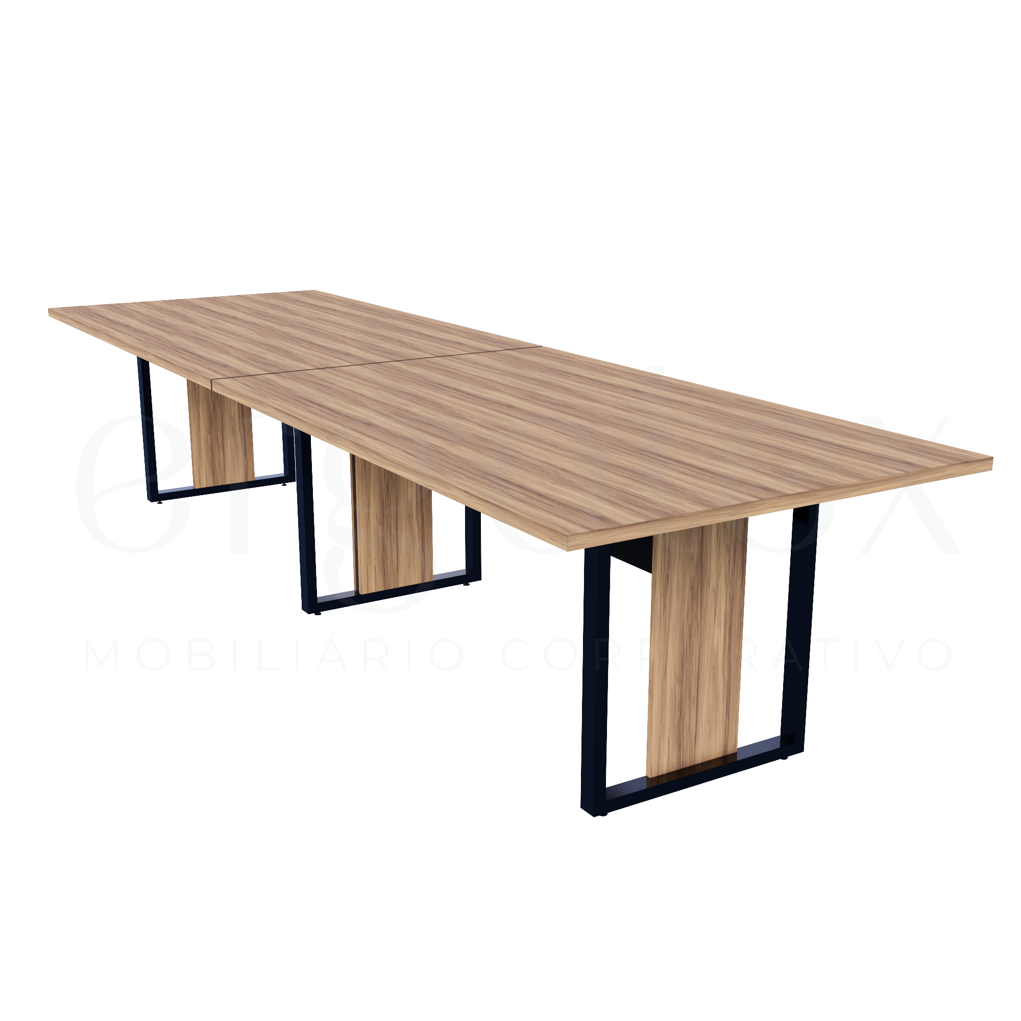 Mesa de Reunião Industrial Bipartida Tampo 30mm Preto