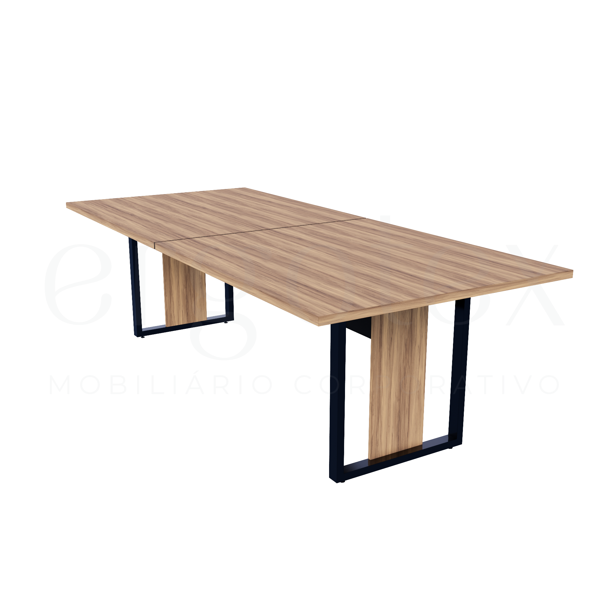 Mesa de Reunião Industrial Bipartida Tampo 30mm Preto