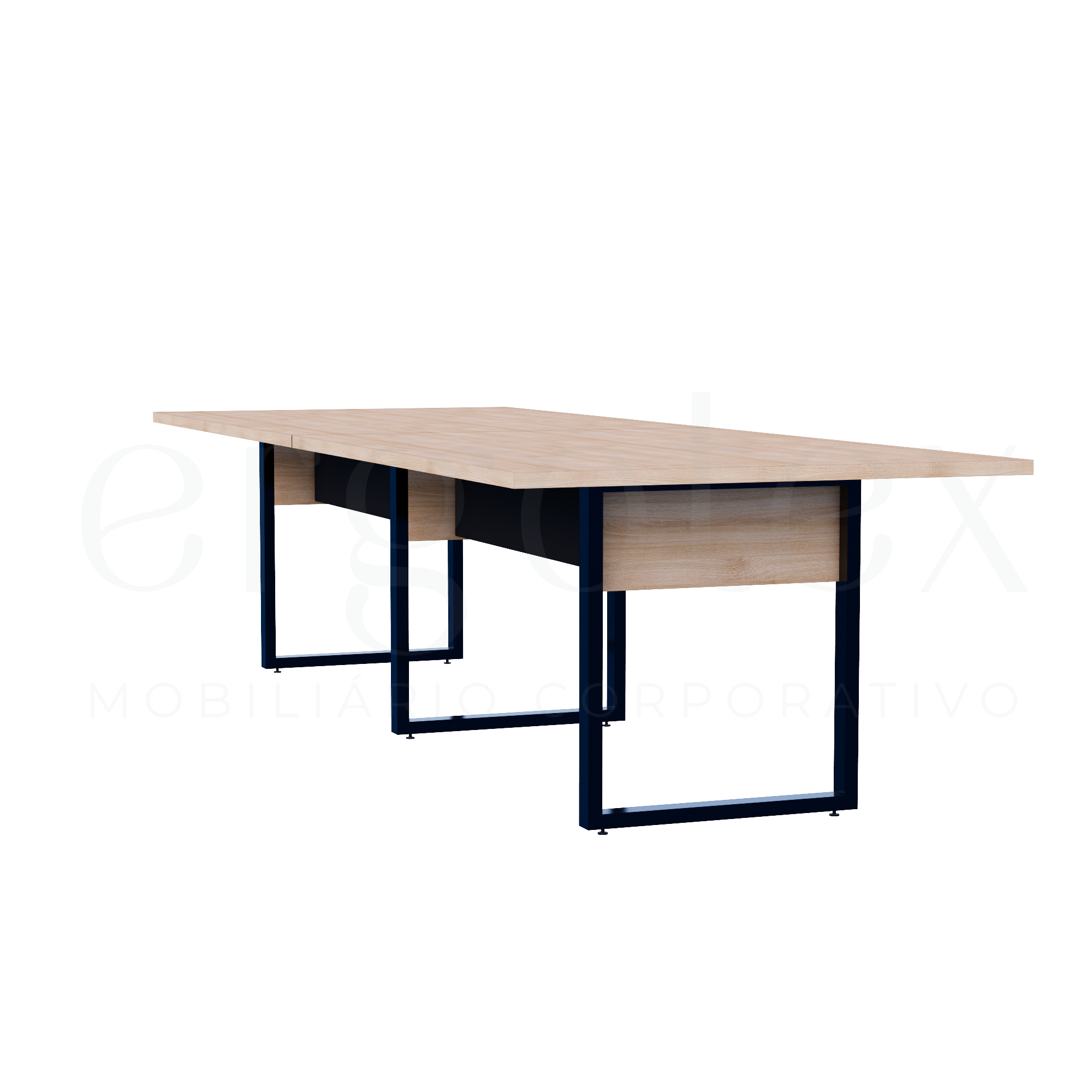 Mesa de Reunião Industrial Bipartida Tampo 30mm Preto