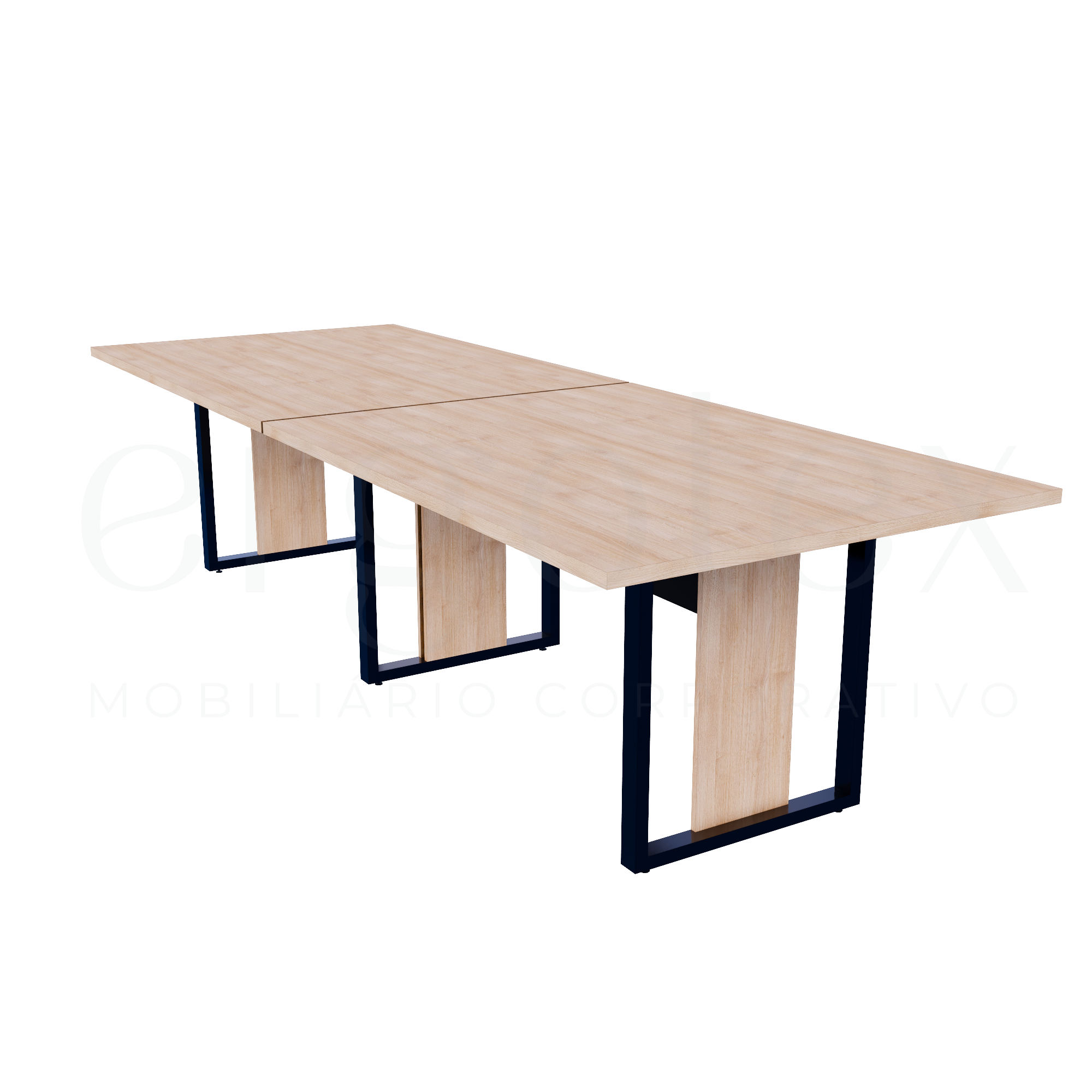 Mesa de Reunião Industrial Bipartida Tampo 30mm Preto