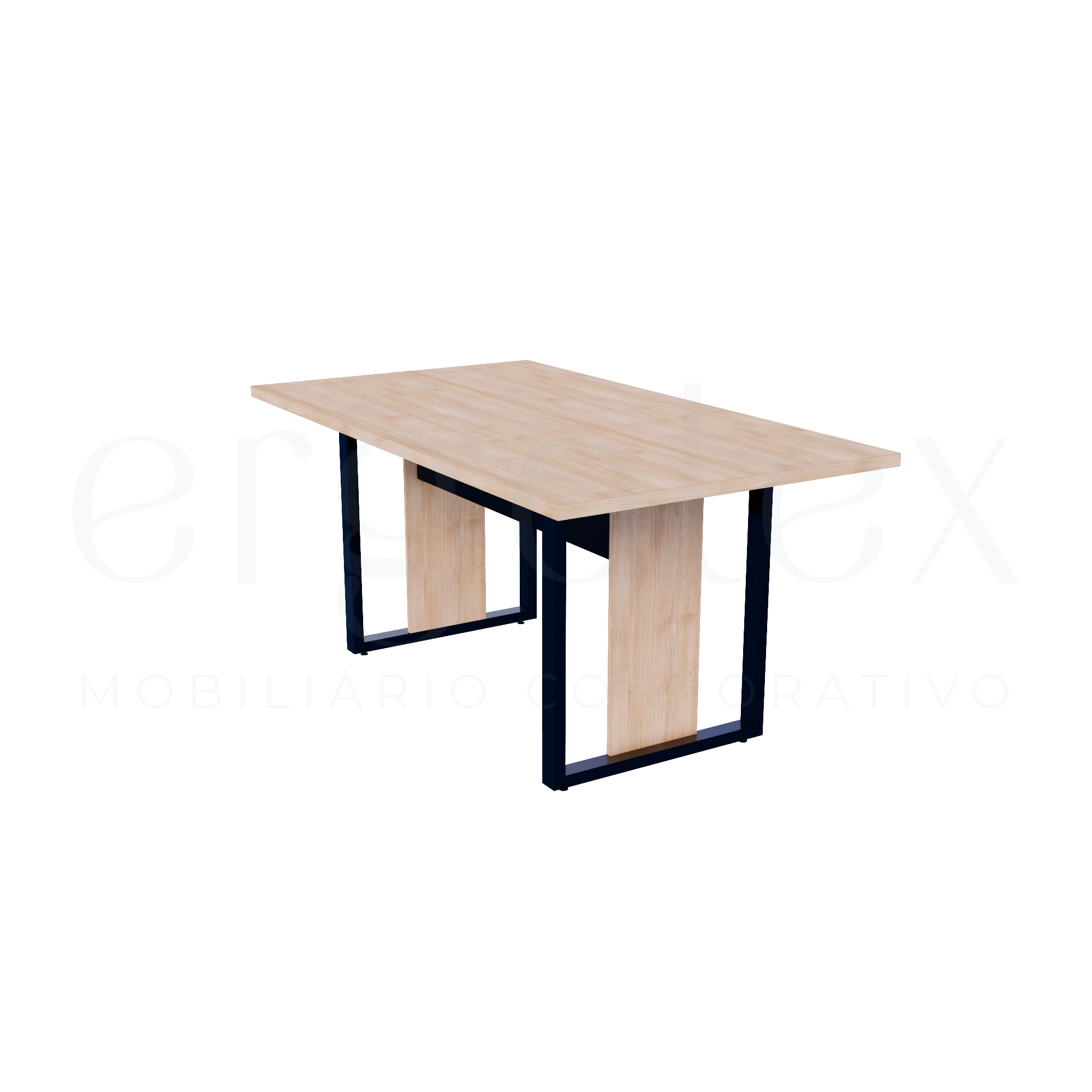 Mesa de Reunião Industrial Tampo 30mm Preto
