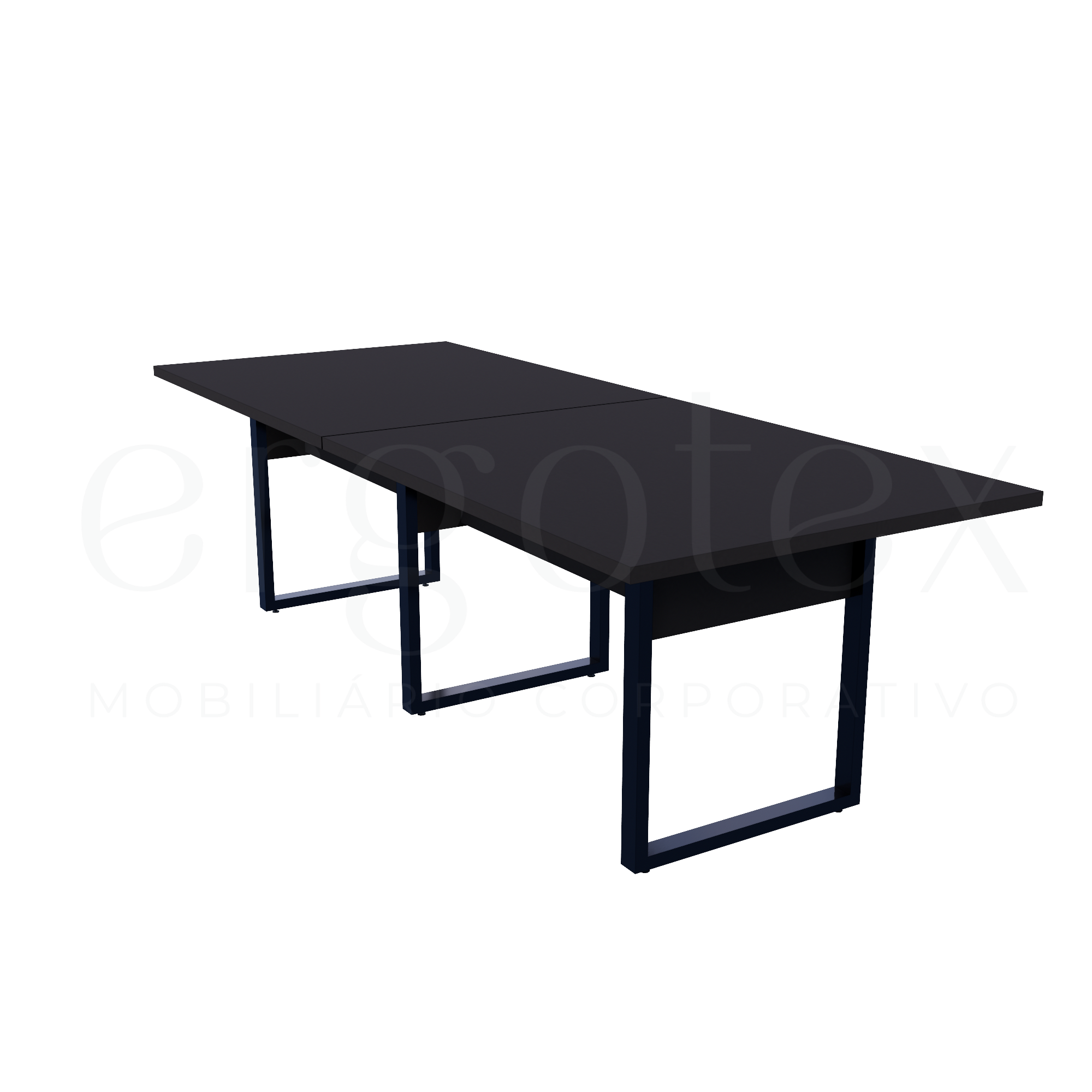 Mesa de Reunião Industrial Bipartida Tampo 30mm Preto