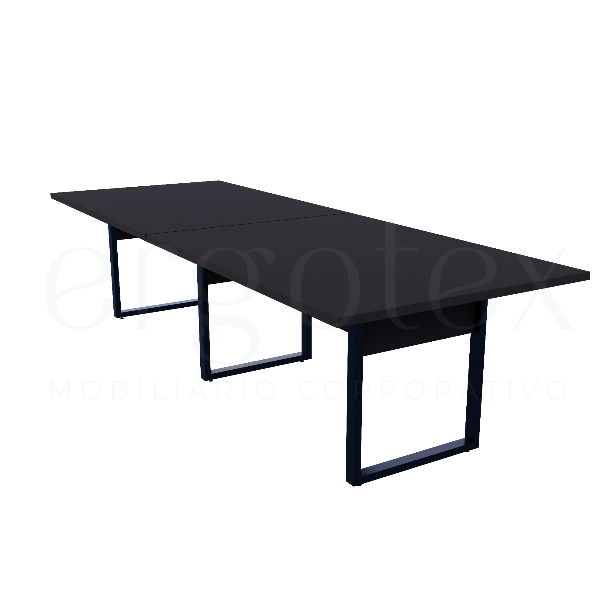 Mesa de Reunião Industrial Bipartida Tampo 30mm Preto