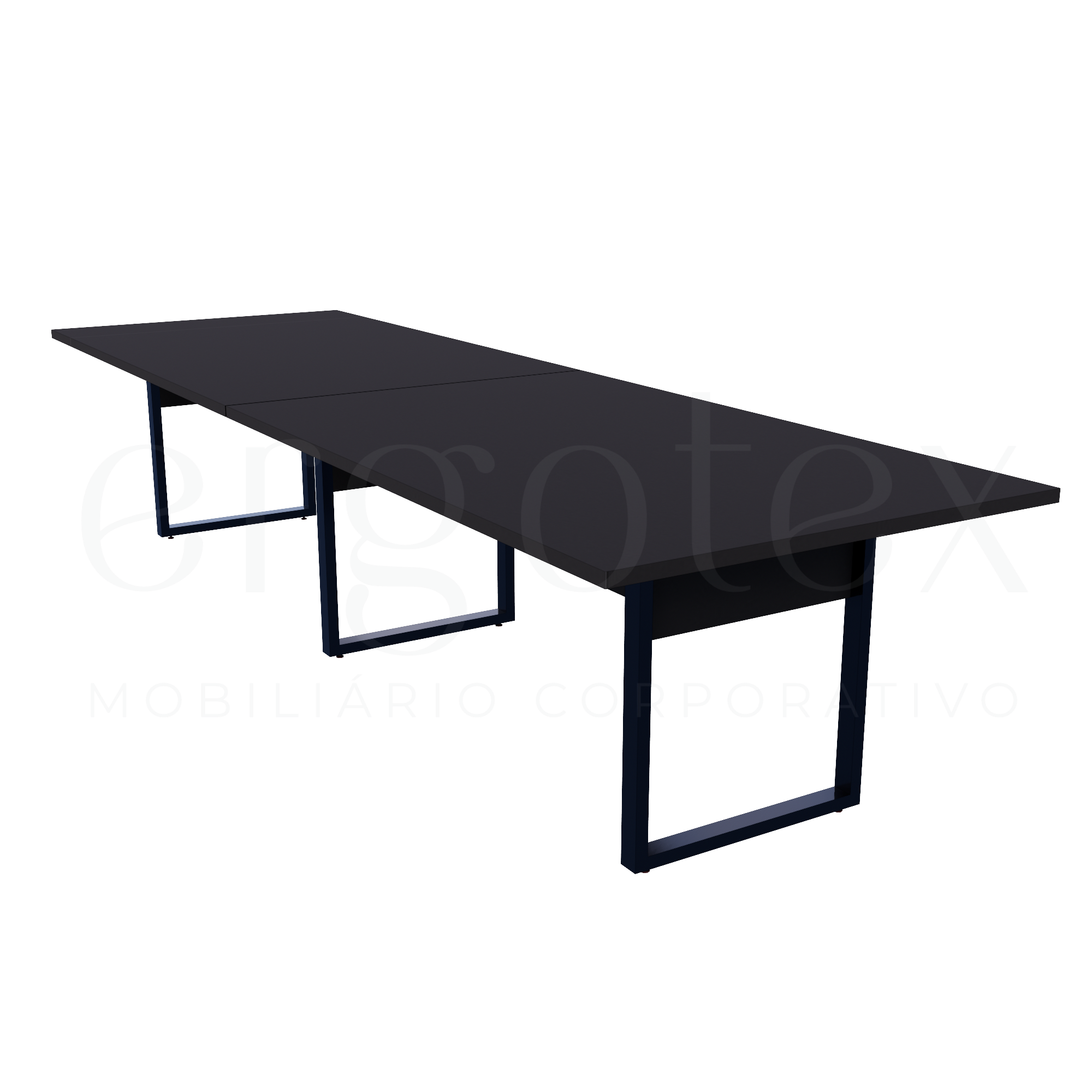 Mesa de Reunião Industrial Bipartida Tampo 30mm Preto