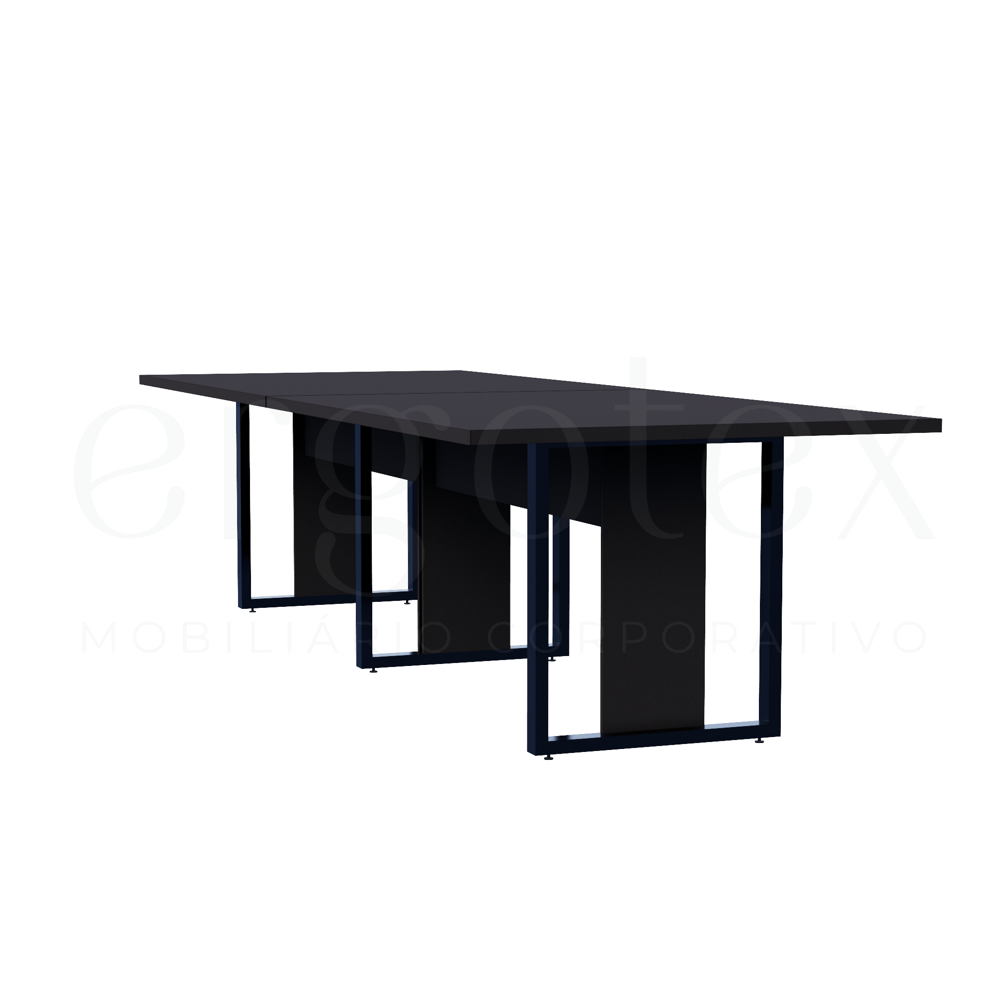 Mesa de Reunião Industrial Bipartida Tampo 30mm Preto