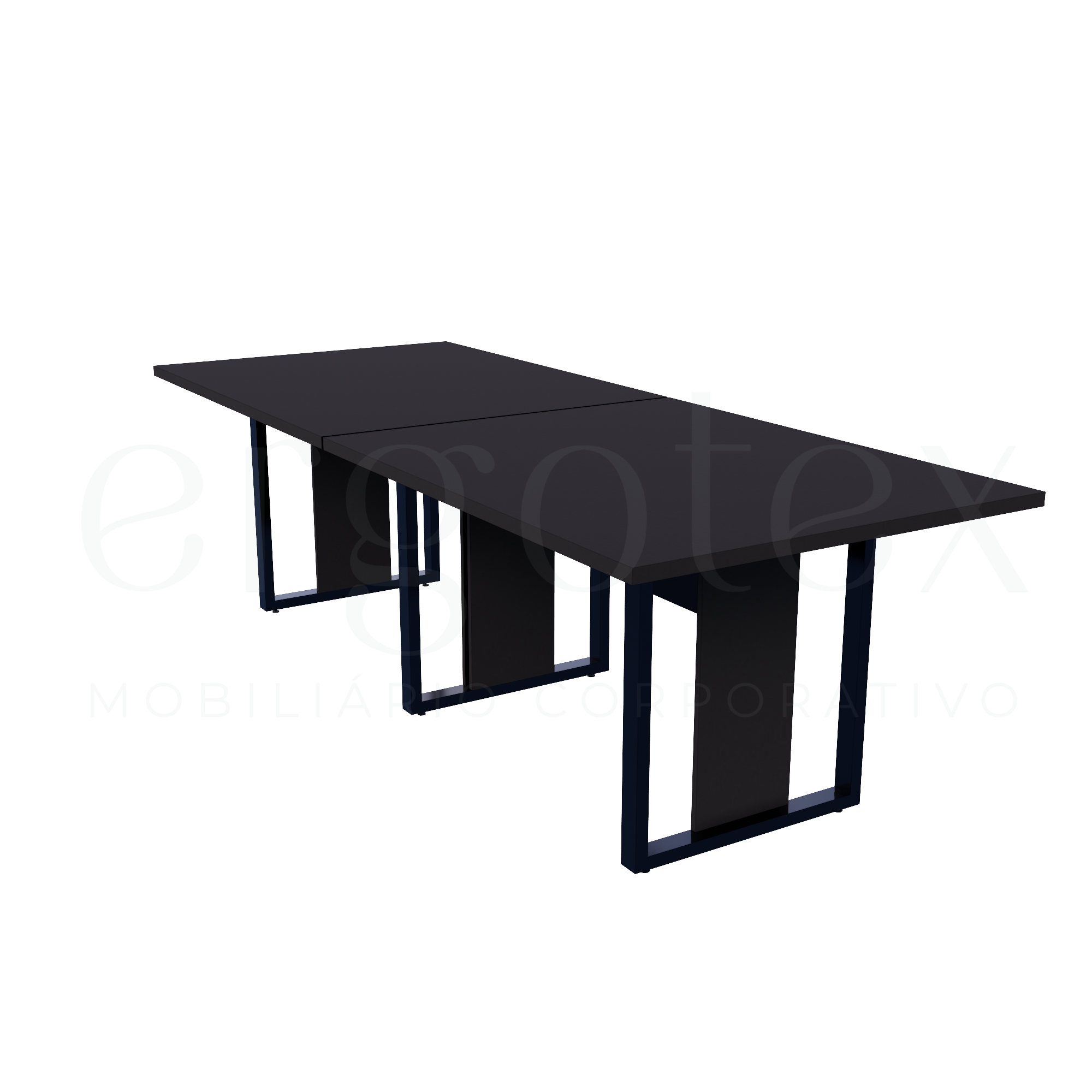 Mesa de Reunião Industrial Bipartida Tampo 30mm Preto