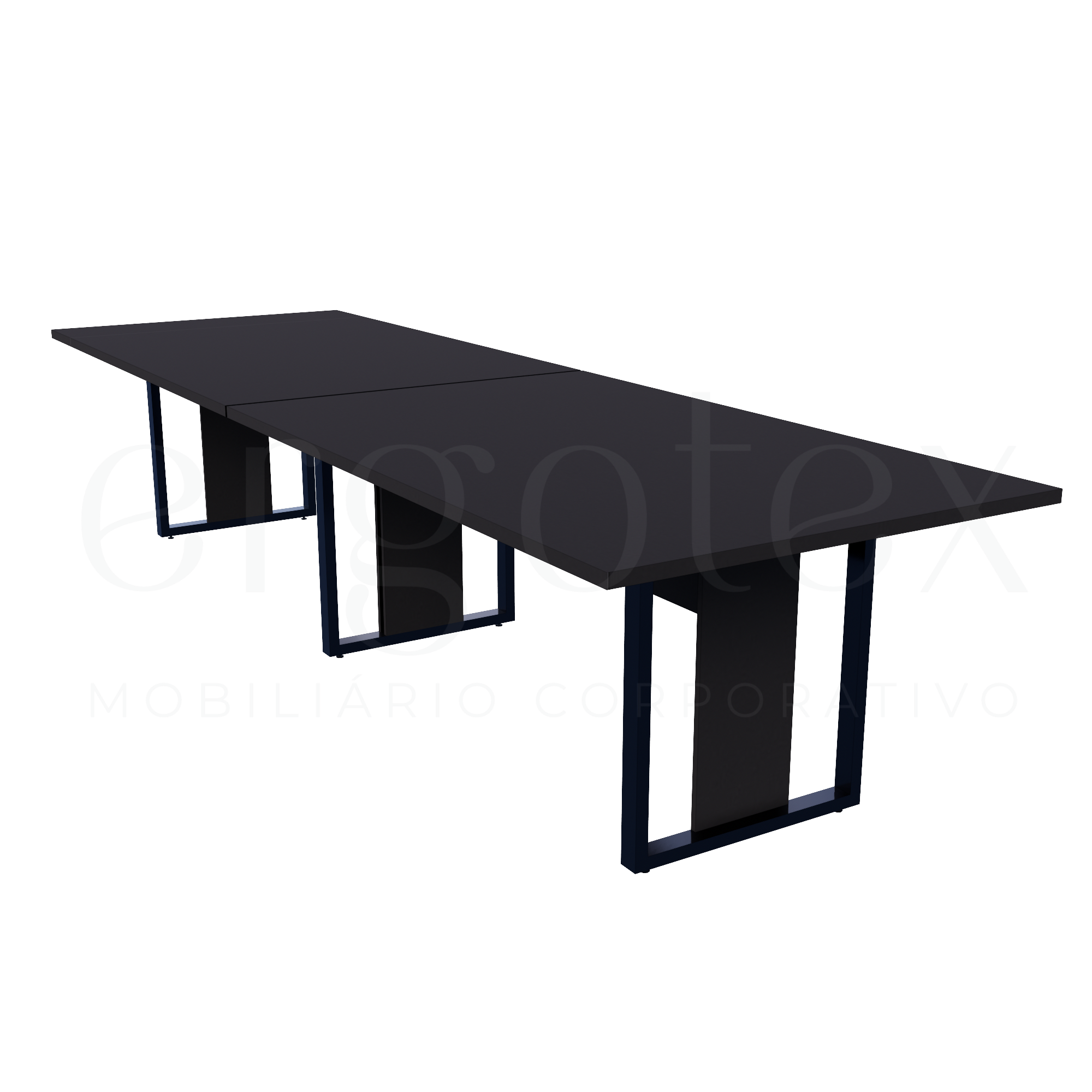 Mesa de Reunião Industrial Bipartida Tampo 30mm Preto
