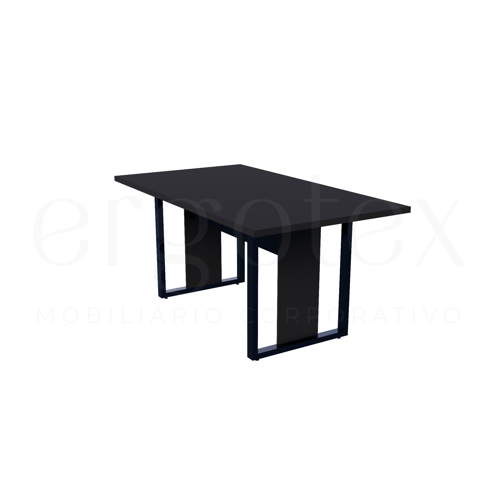 Mesa de Reunião Industrial Tampo 30mm Preto