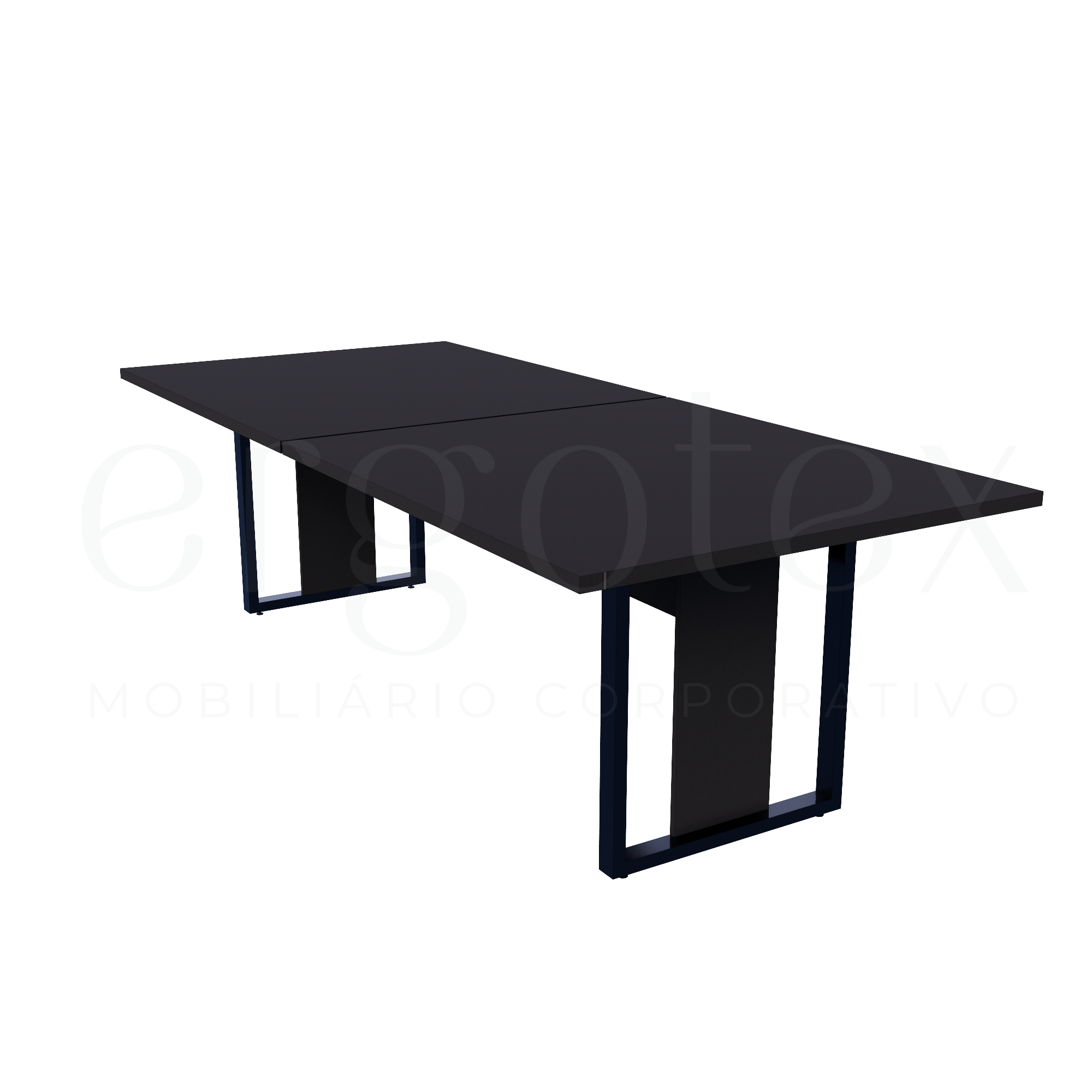Mesa de Reunião Industrial Bipartida Tampo 30mm Preto