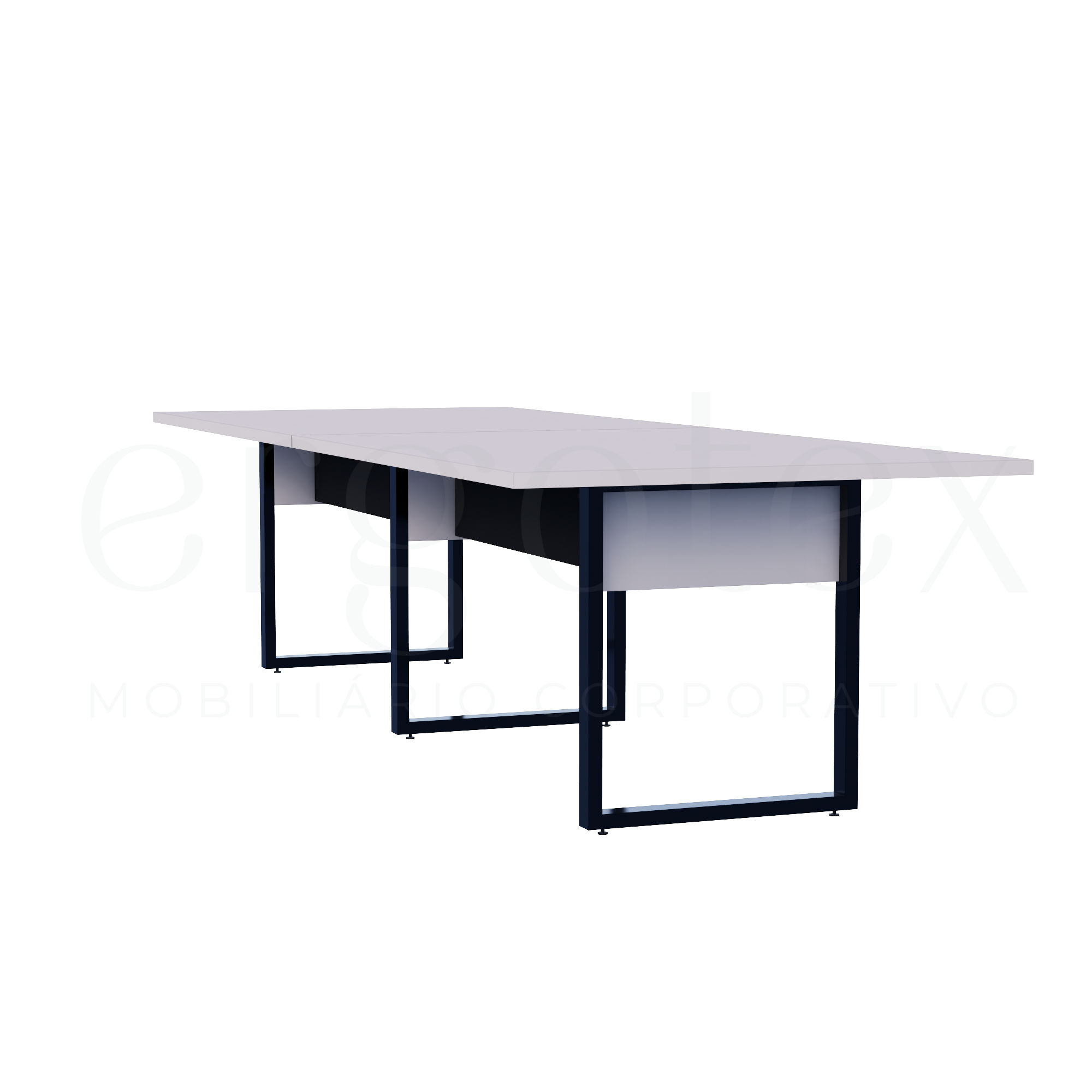 Mesa de Reunião Industrial Bipartida Tampo 30mm Preto