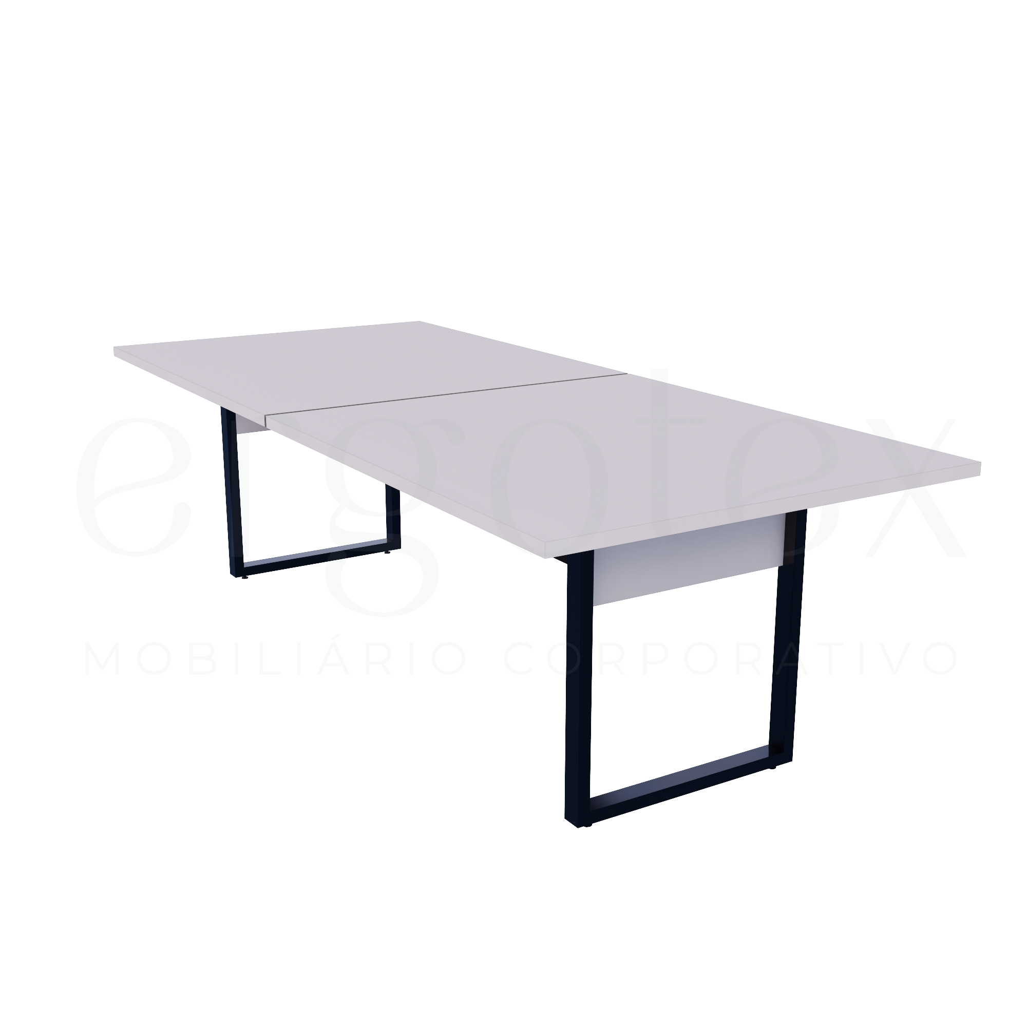 Mesa de Reunião Industrial Bipartida Tampo 30mm Preto