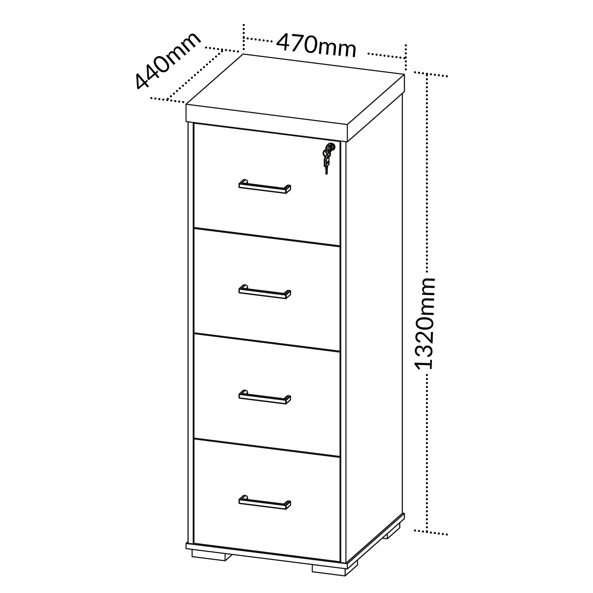 Arquivo 4 Gavetas para Pasta Suspensa Tampo 50mm