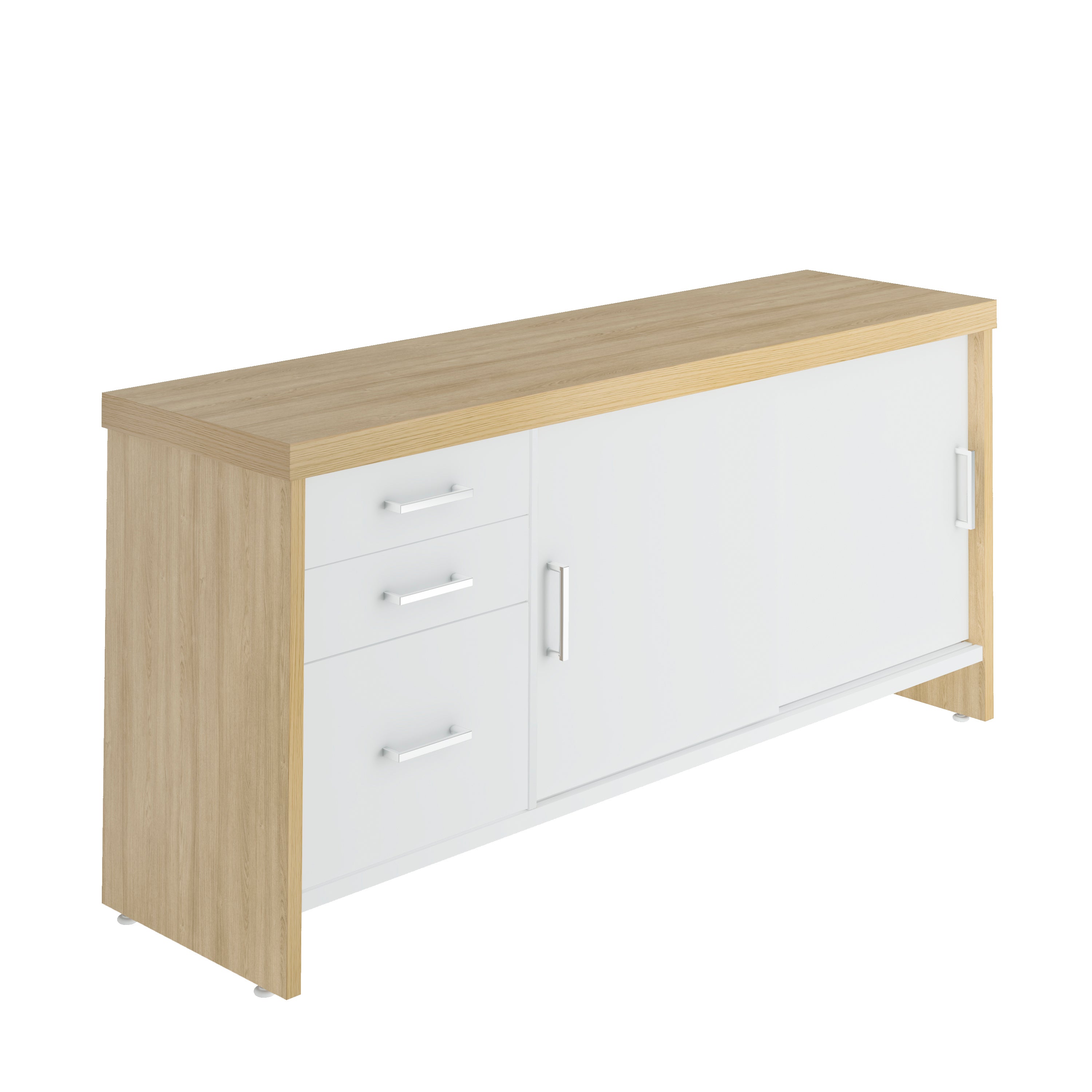 Balcão Escritório com 2 Portas e Gavetas Tampo 50mm