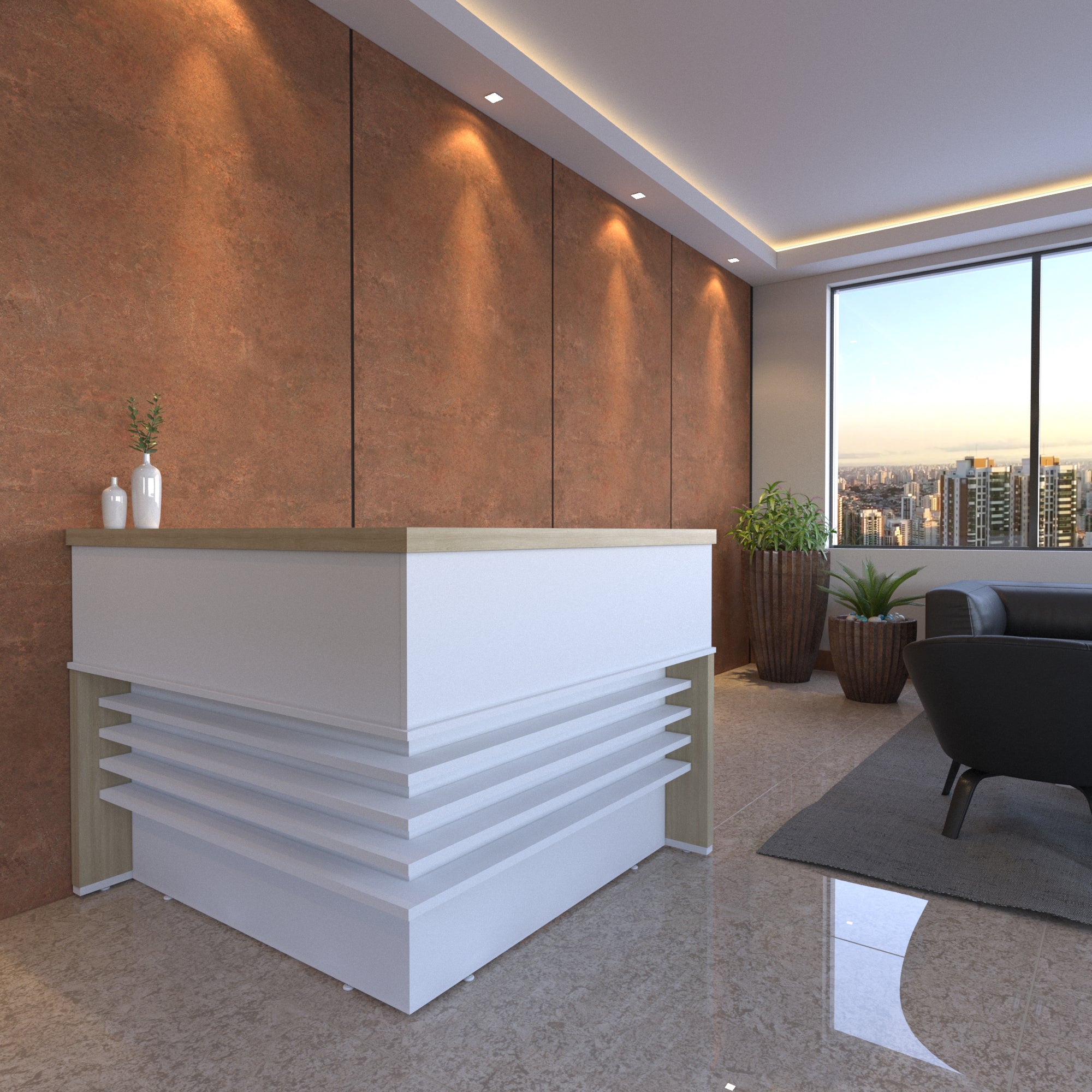 Balcão de Atendimento em L Tampo 50mm