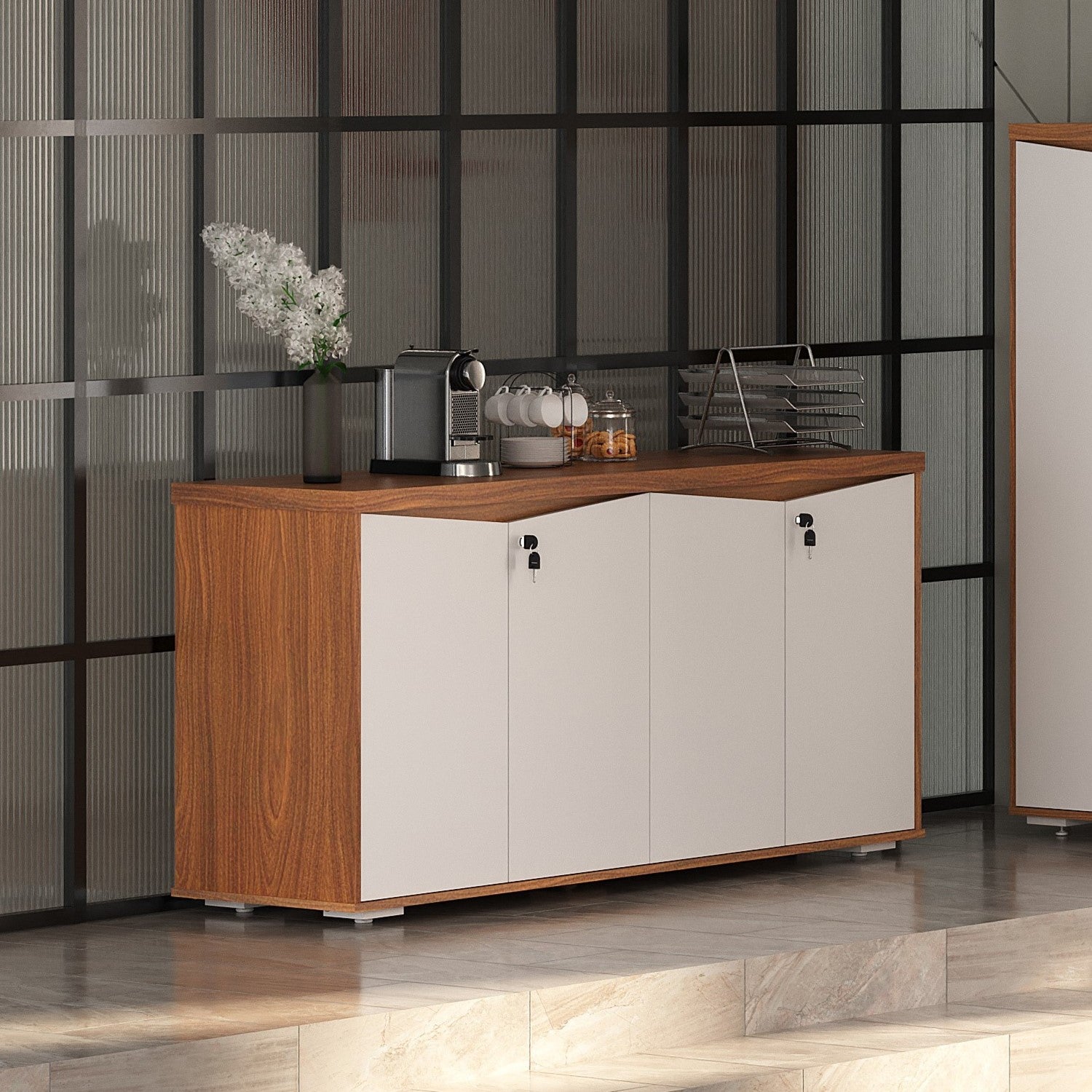 Balcão Escritório 4 Portas Tampo 37mm