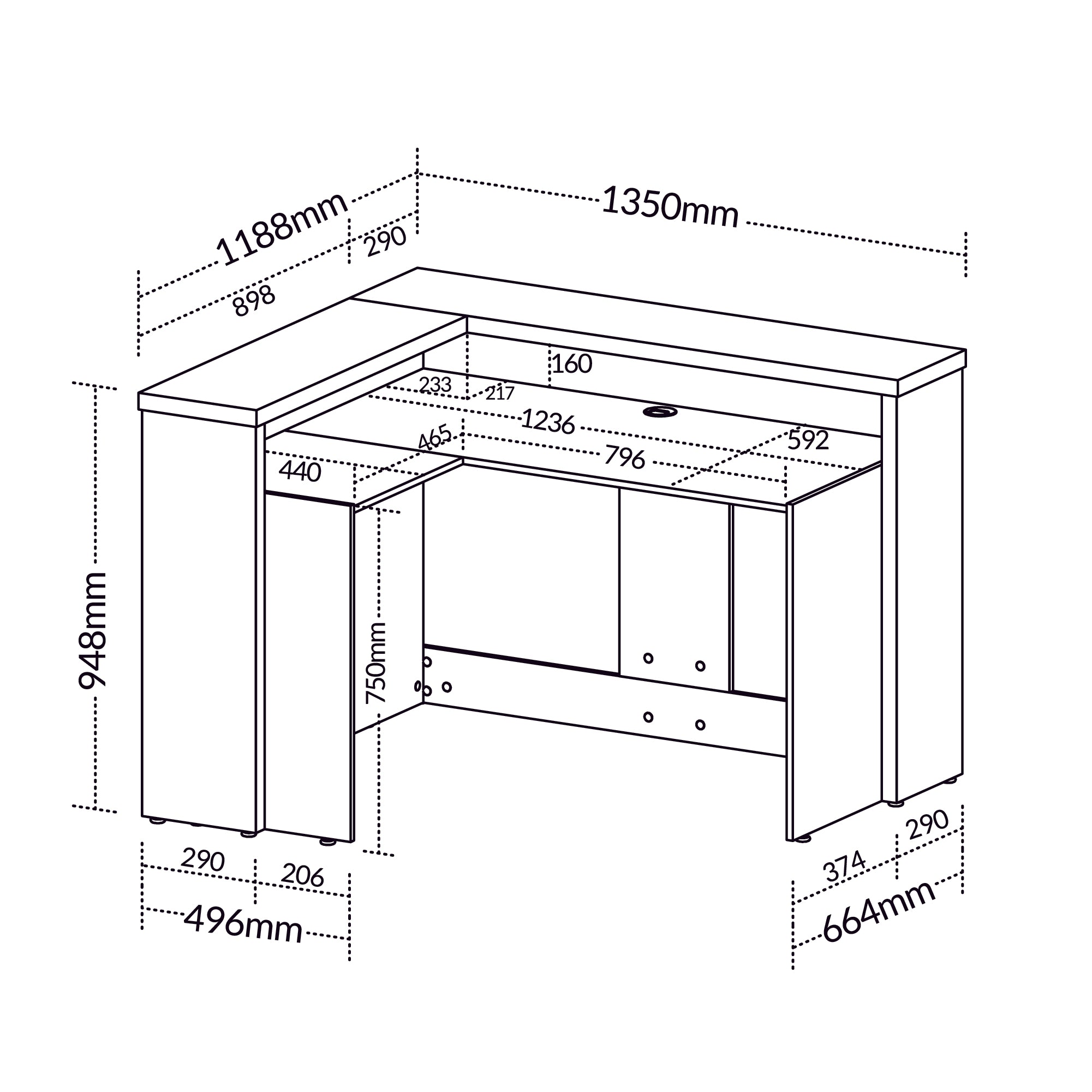 Balcão de Atendimento em L Tampo 37mm