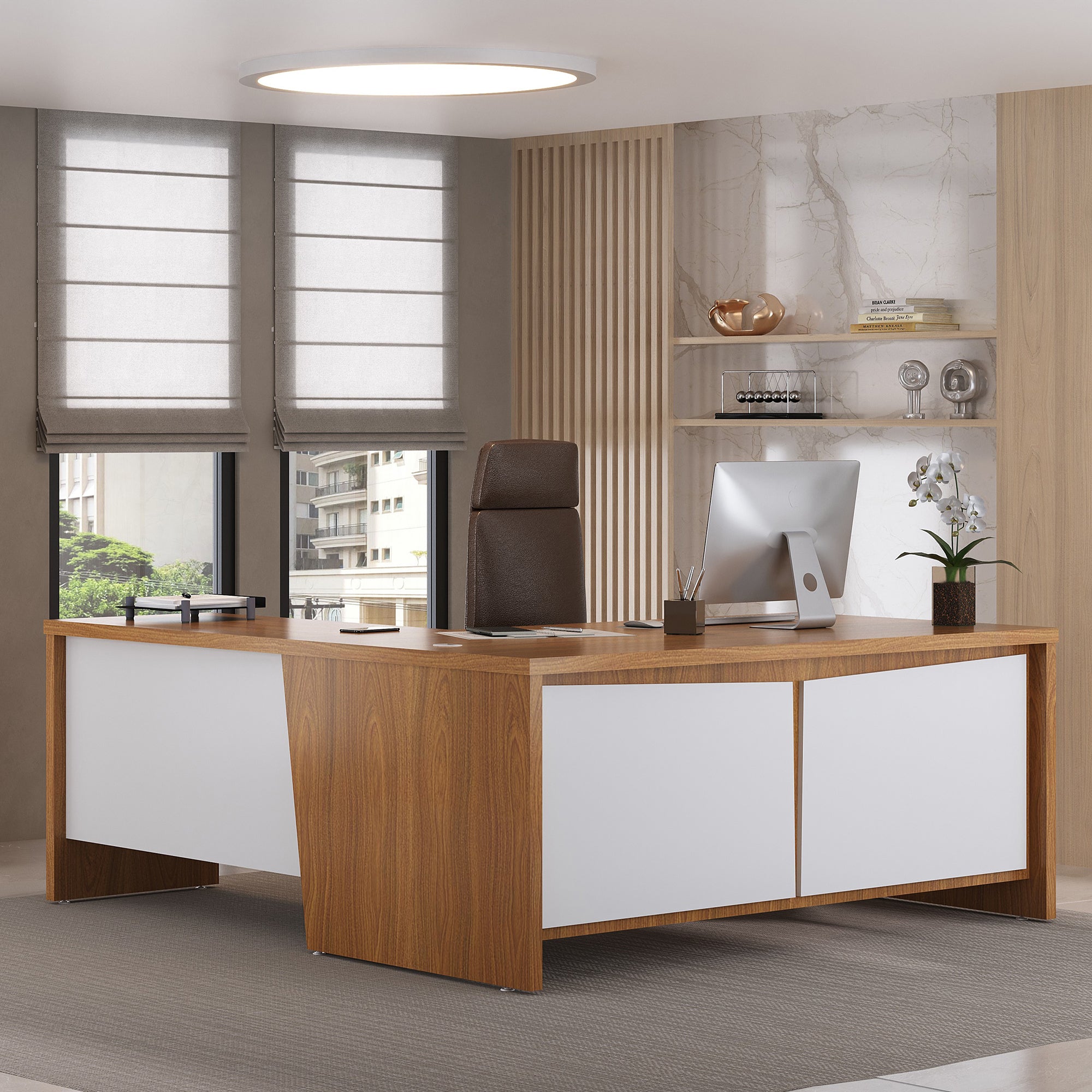 Mesa em L Escritório Chefia Tampo 37mm