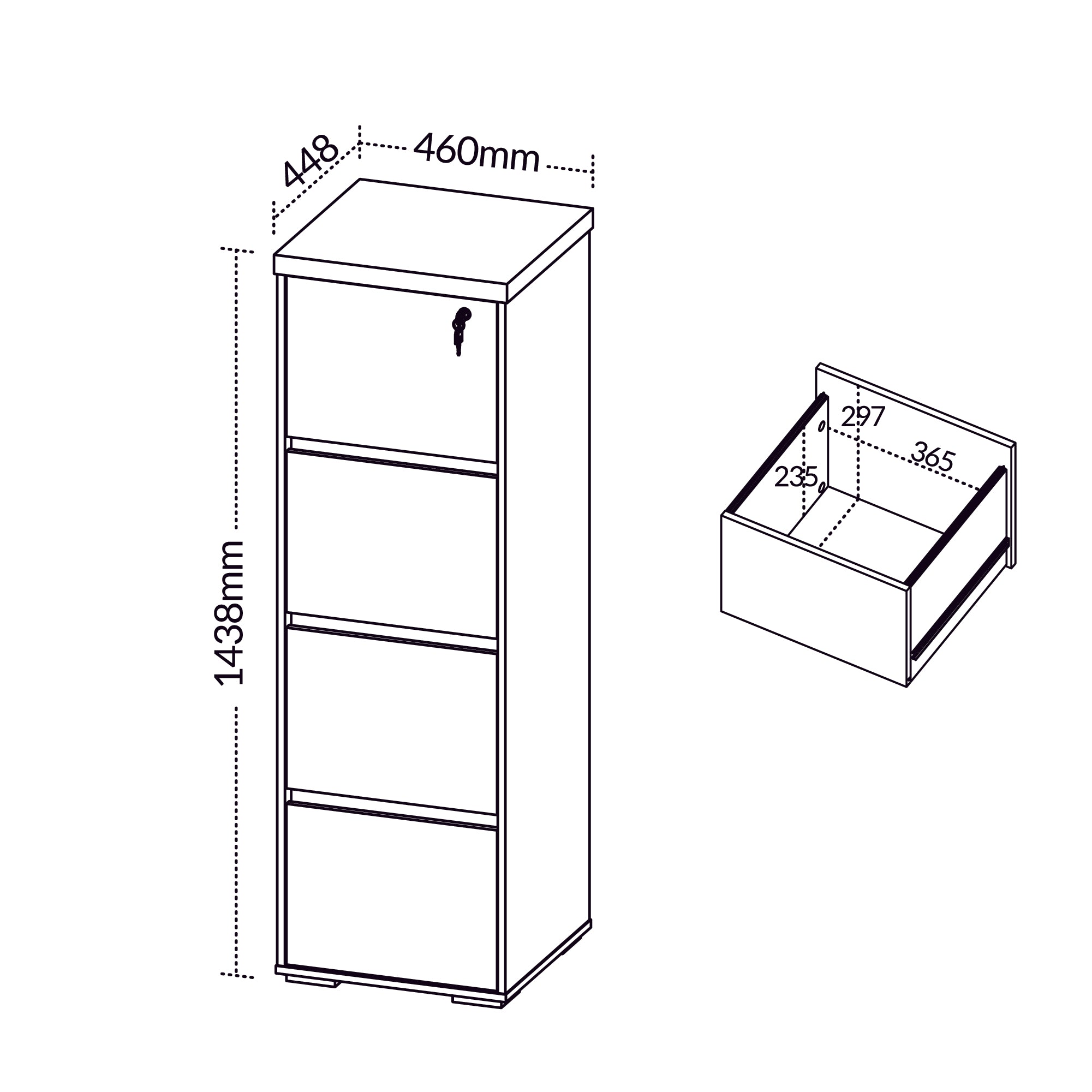 Arquivo 4 Gavetas para Pasta Suspensa Tampo 37mm