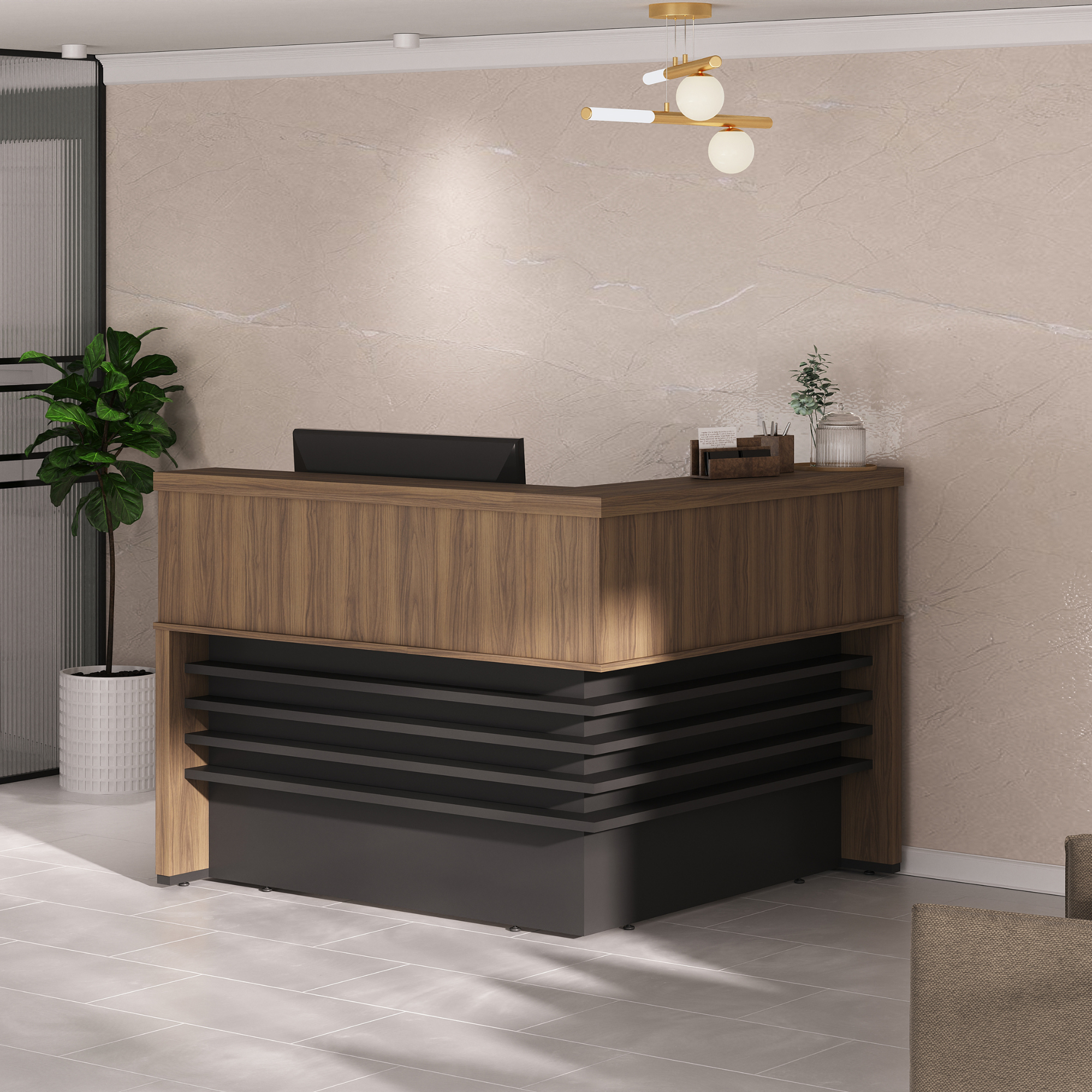 Balcão de Atendimento em L Tampo 50mm