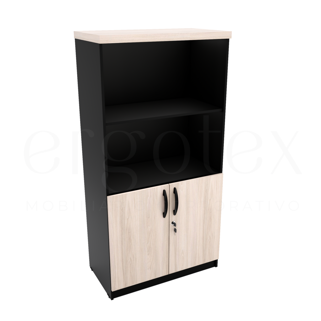 Armario Alto Escritorio 2 Portas e Nicho Tampo 40mm