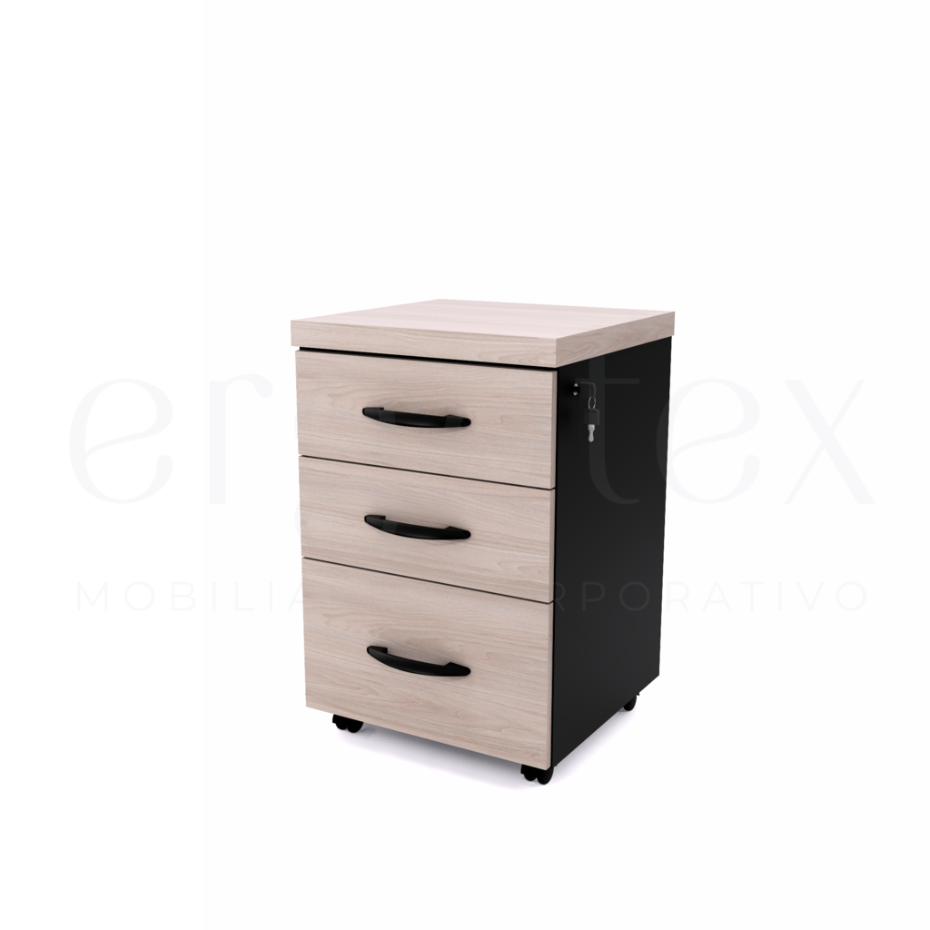 Direito Gaveteiro Volante Escritorio com 2 Gavetas e 1 Gavetao Tampo 40mm