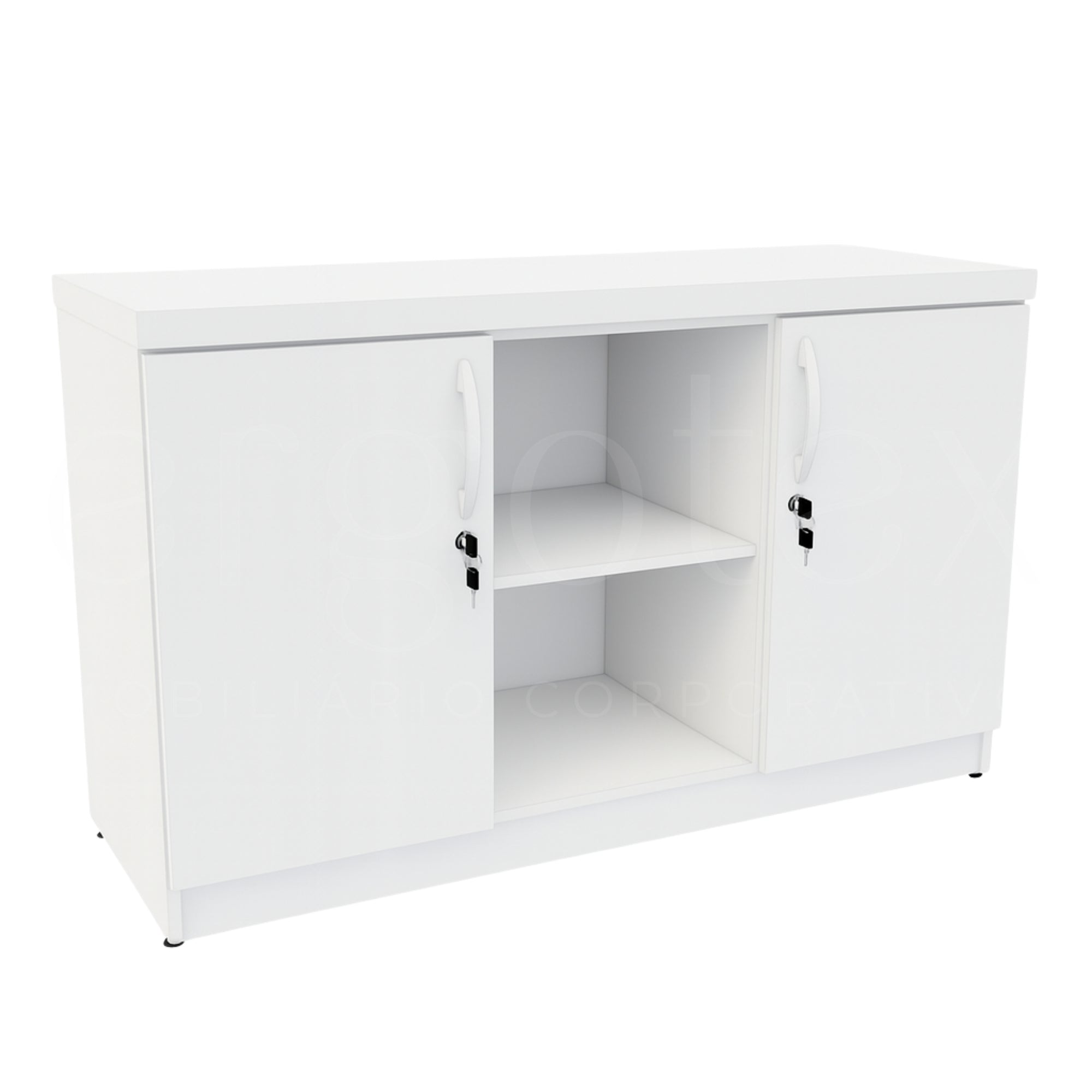 Balcão de Escritório 2 Portas e Nicho Tampo 30mm