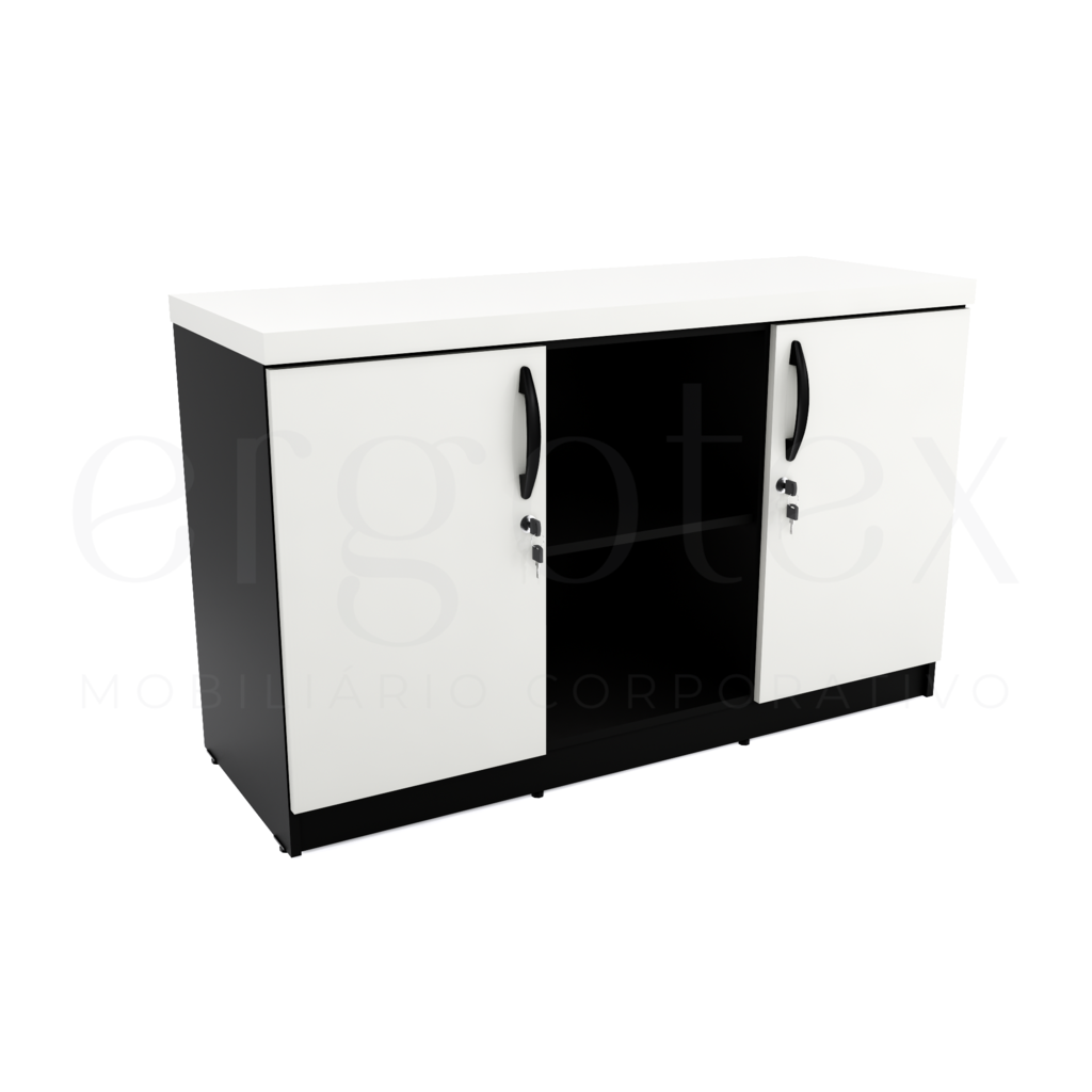 Balcao de Escritorio 2 Portas e Nicho Tampo 40mm