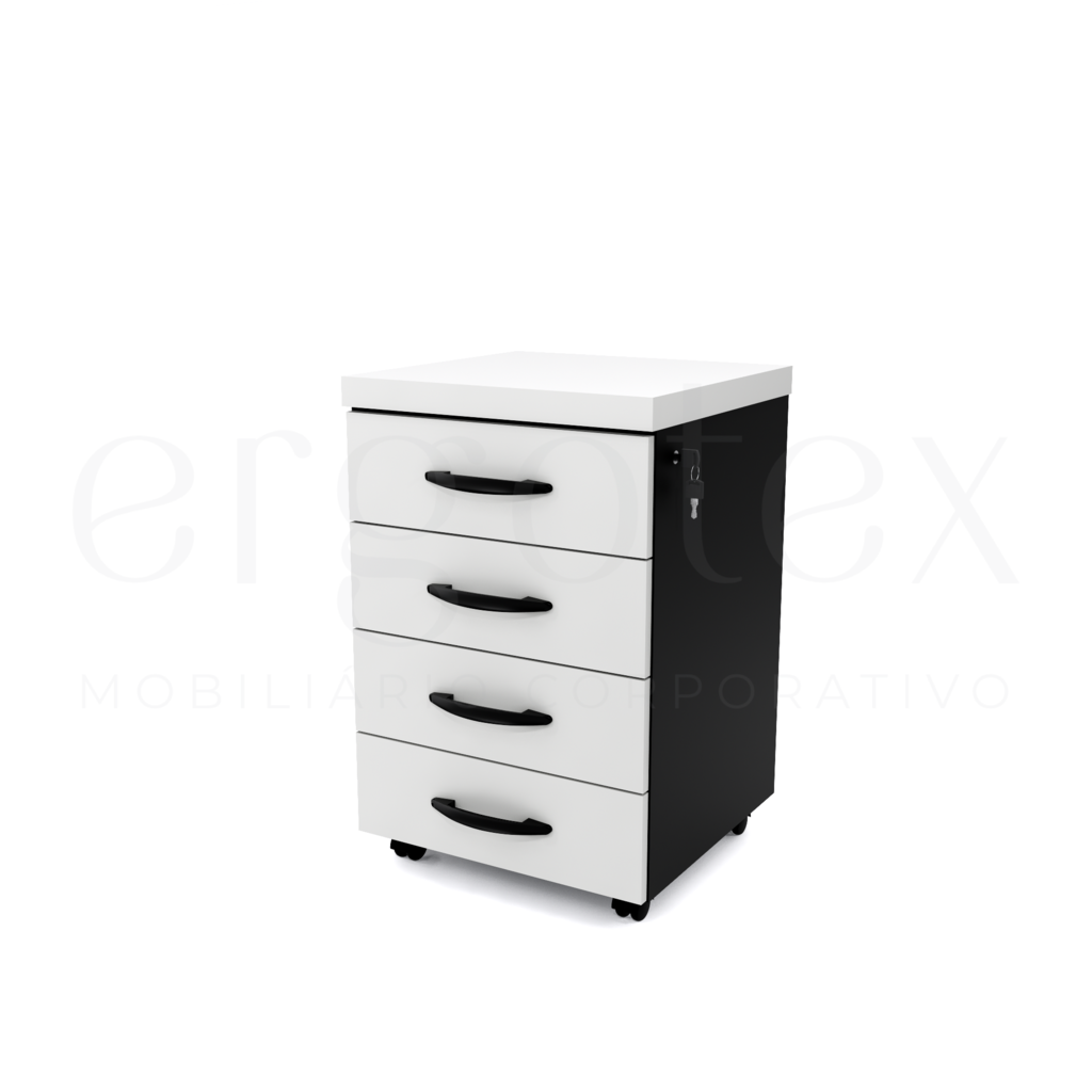 Direito Gaveteiro Volante Escritorio com 4 Gavetas Tampo 40mm
