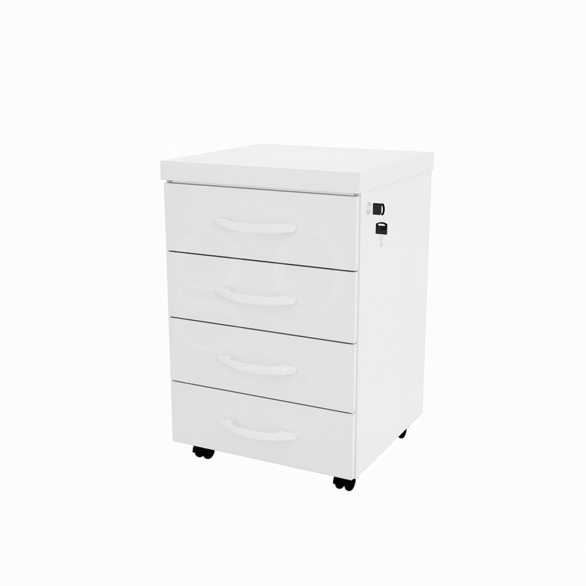 Gaveteiro Volante Escritório com 4 Gavetas Tampo 30mm