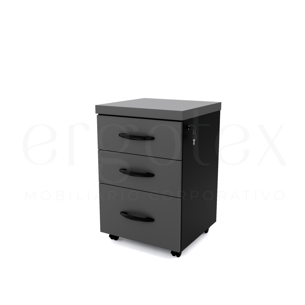 Direito Gaveteiro Volante Escritorio com 2 Gavetas e 1 Gavetao Tampo 40mm