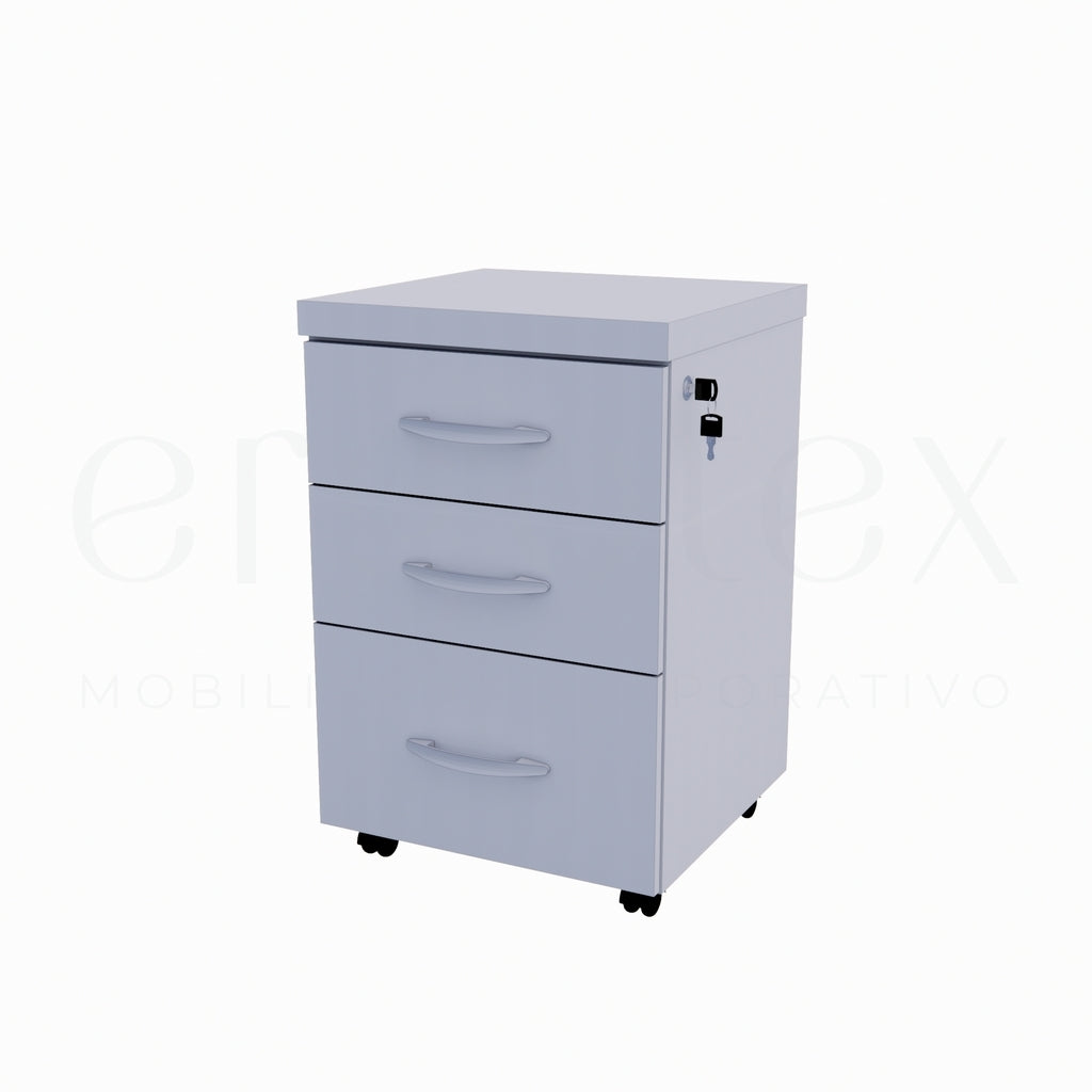 Gaveteiro Volante Escritorio com 2 Gavetas e 1 Gavetao Tampo 30mm