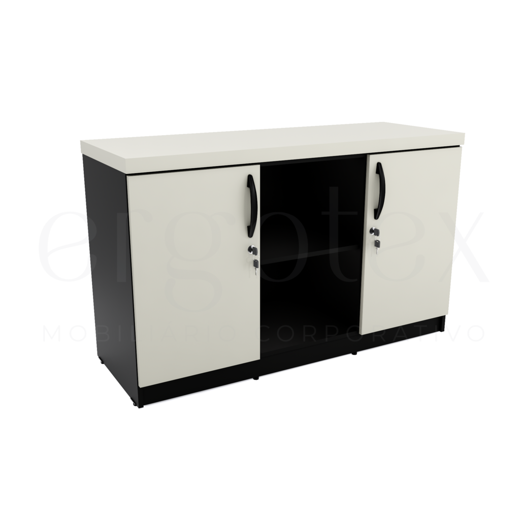 Balcao de Escritorio 2 Portas e Nicho Tampo 40mm