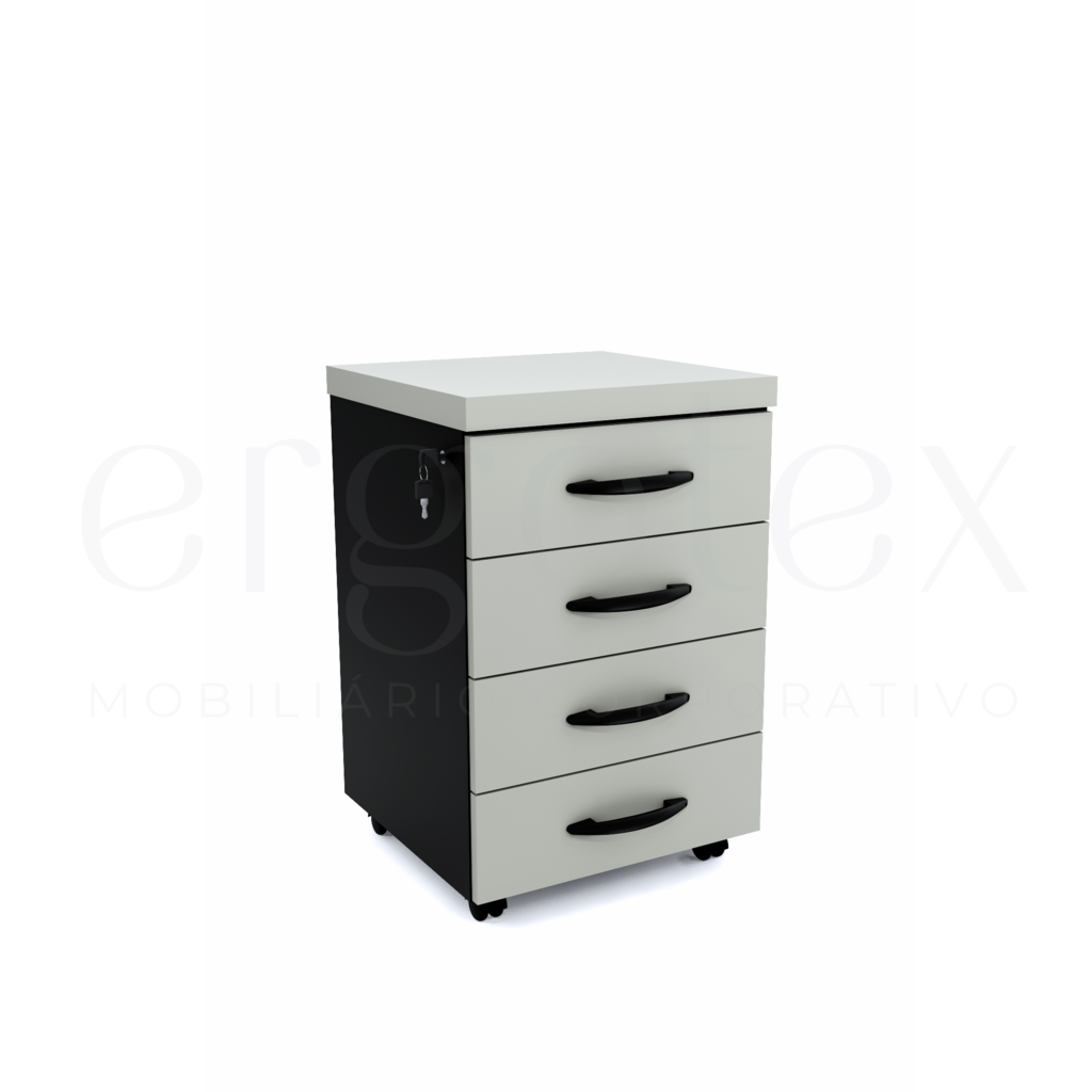 Esquerdo Gaveteiro Volante Escritorio com 4 Gavetas Tampo 40mm