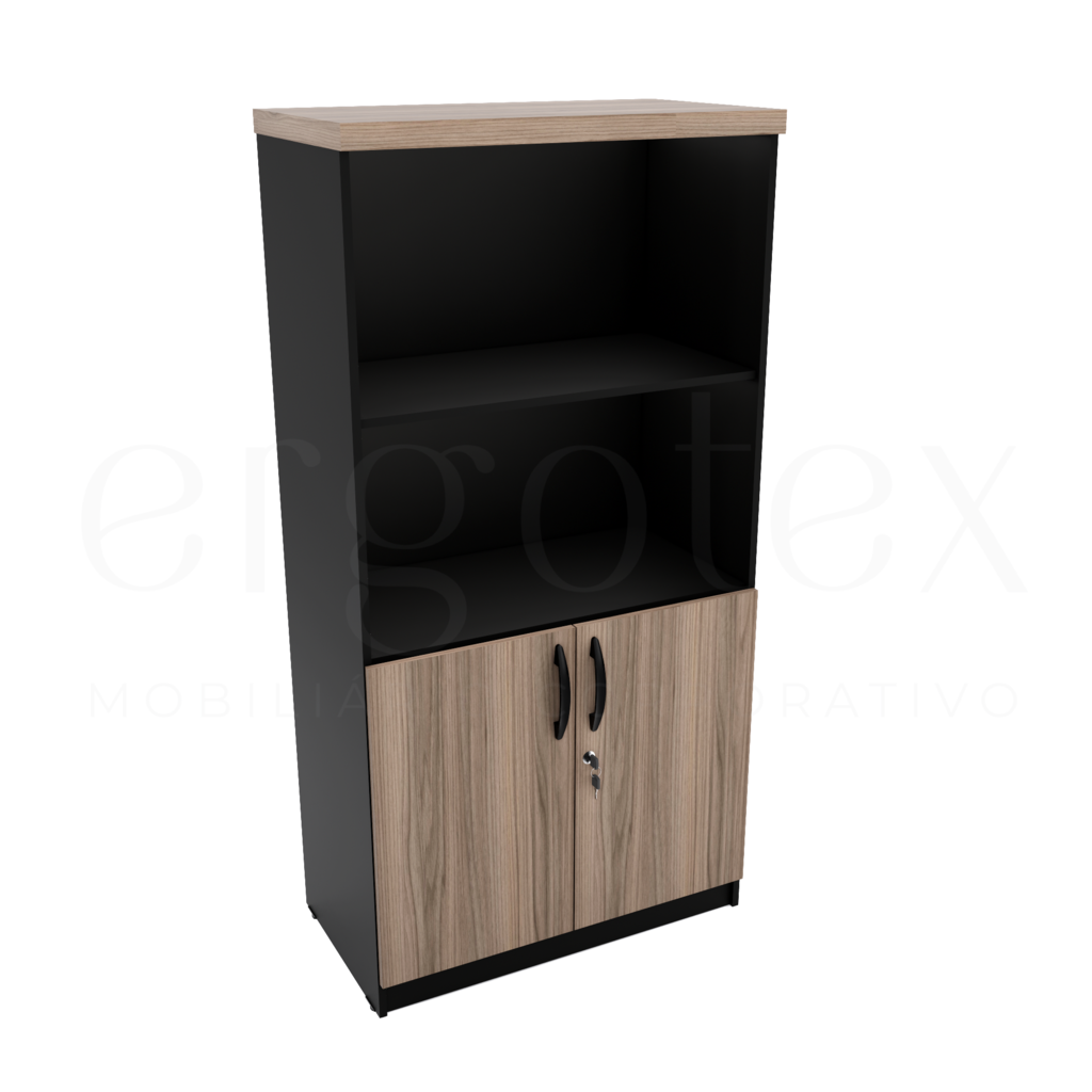 Armario Alto Escritorio 2 Portas e Nicho Tampo 40mm