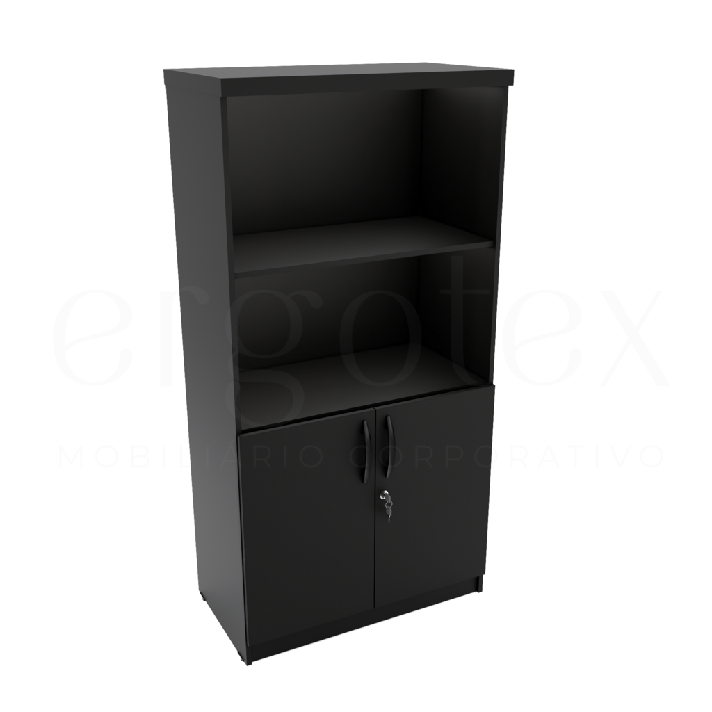 Armario Alto Escritorio 2 Portas e Nicho Tampo 40mm