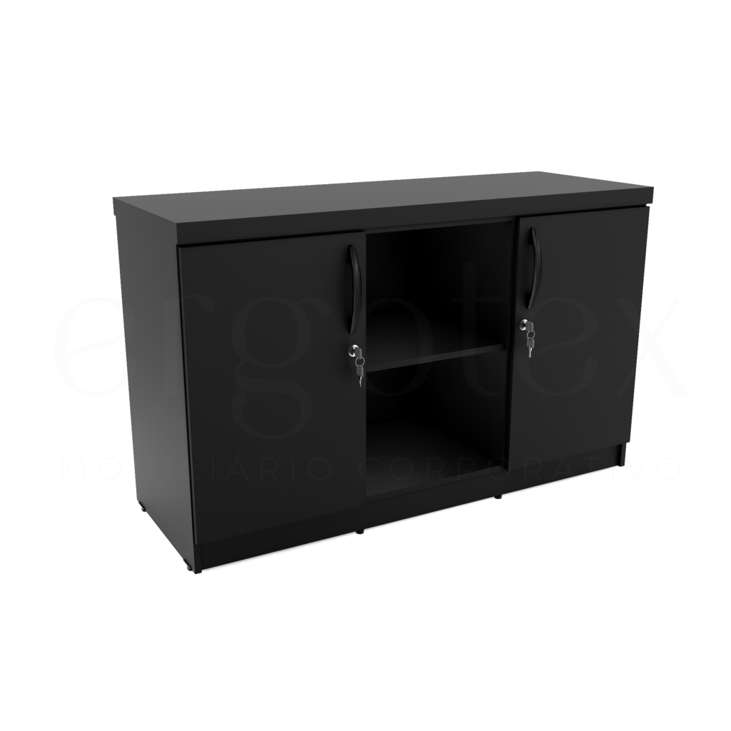 Balcao de Escritorio 2 Portas e Nicho Tampo 30mm