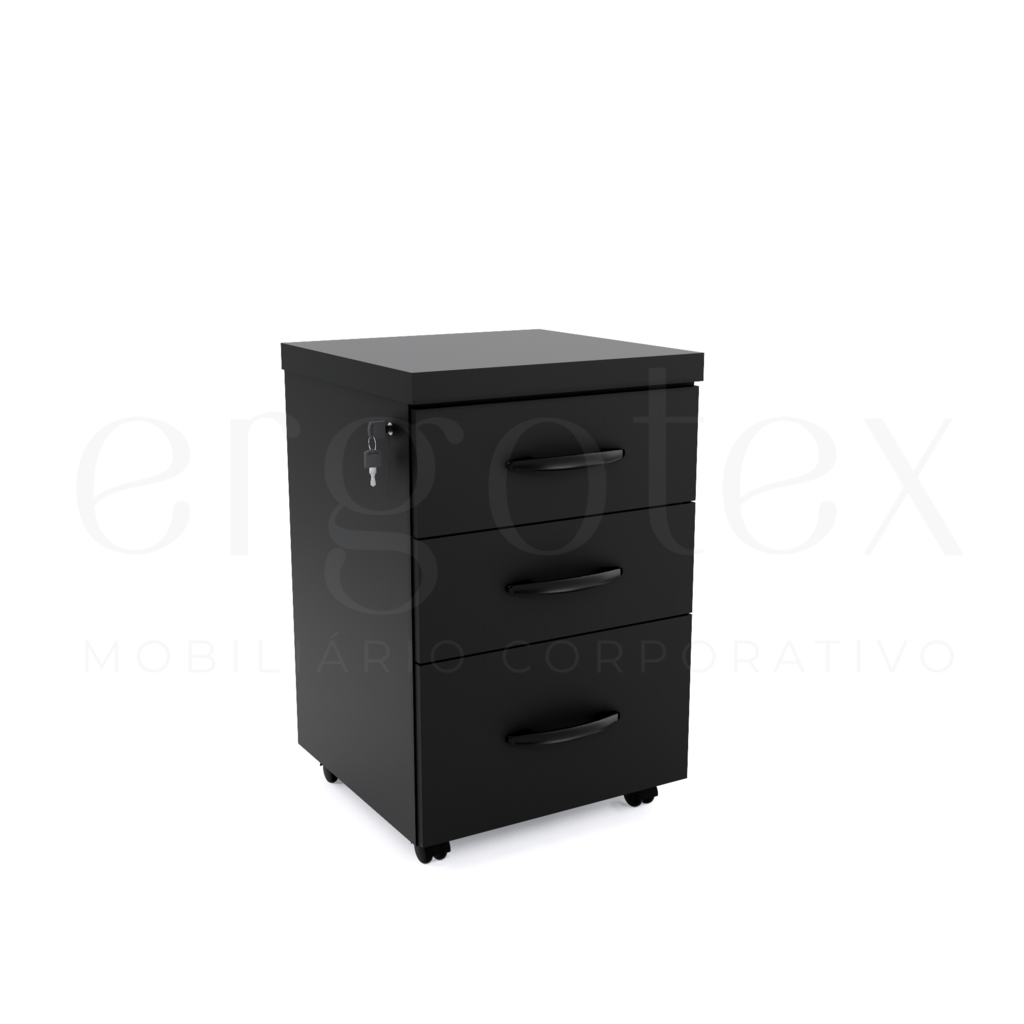 Esquerdo Gaveteiro Volante Escritorio com 2 Gavetas e 1 Gavetao Tampo 40mm