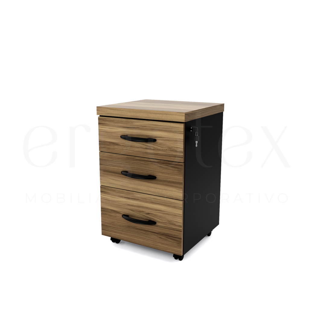 Direito Gaveteiro Volante Escritorio com 2 Gavetas e 1 Gavetao Tampo 40mm