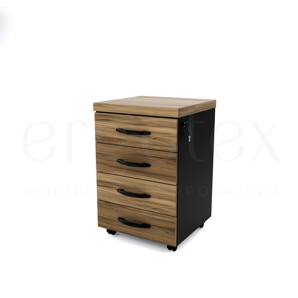 Direito Gaveteiro Volante Escritorio com 4 Gavetas Tampo 40mm
