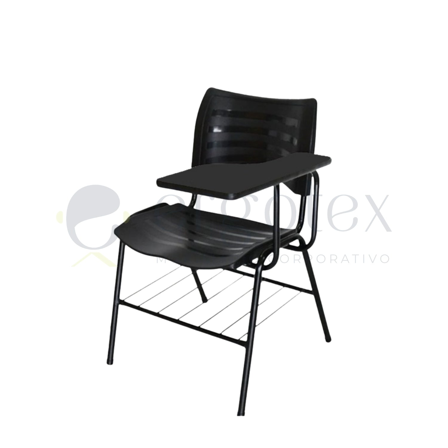 Cadeira Universitária Plástica Prancheta Fixa com Porta Livros