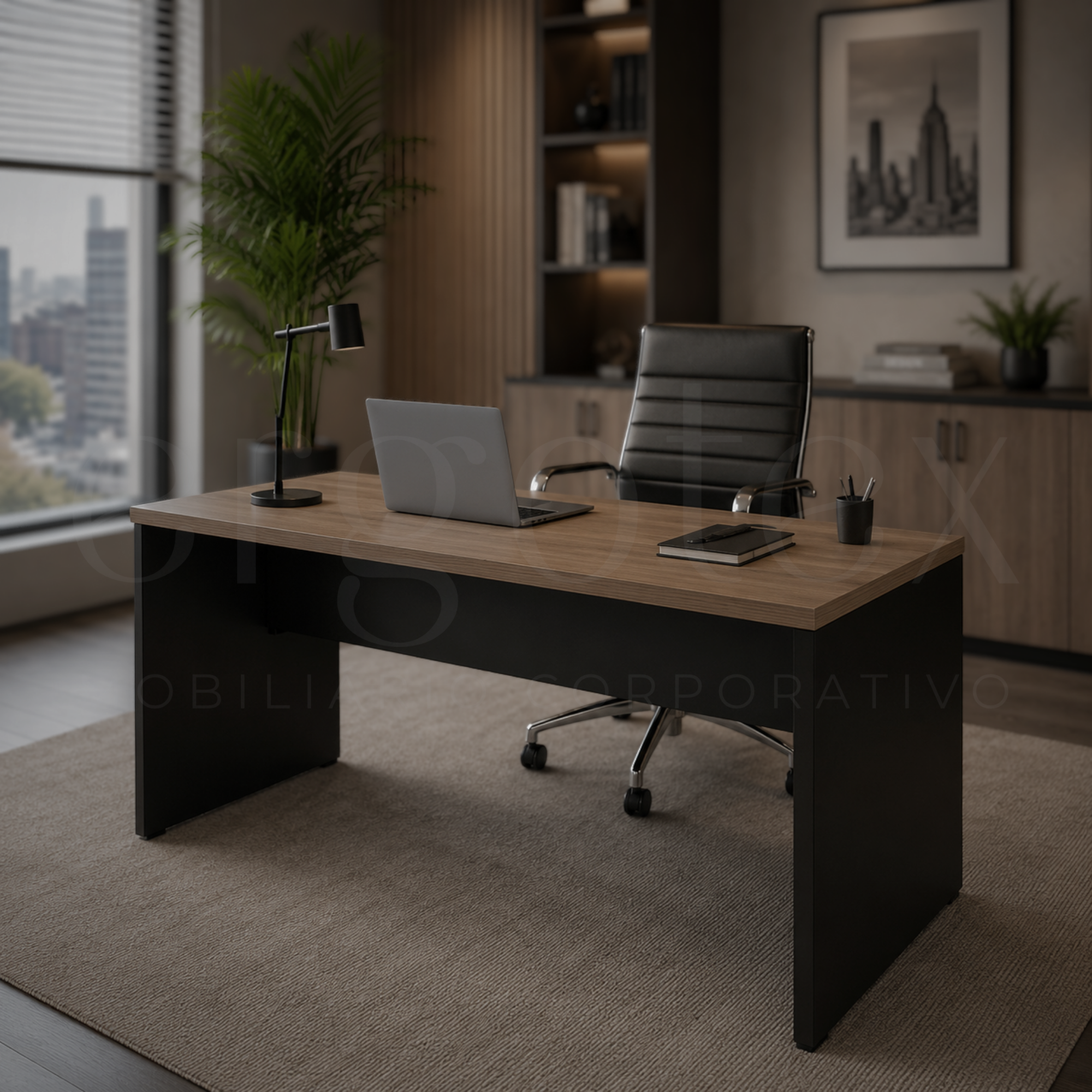 Mesa Reta Pé Painel Tampo 30mm